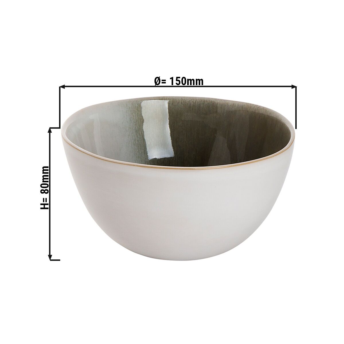 (12 pcs) Coupe - NORDIC - Porcelaine - Ø 150mm - 90cl - Vert/Blanc