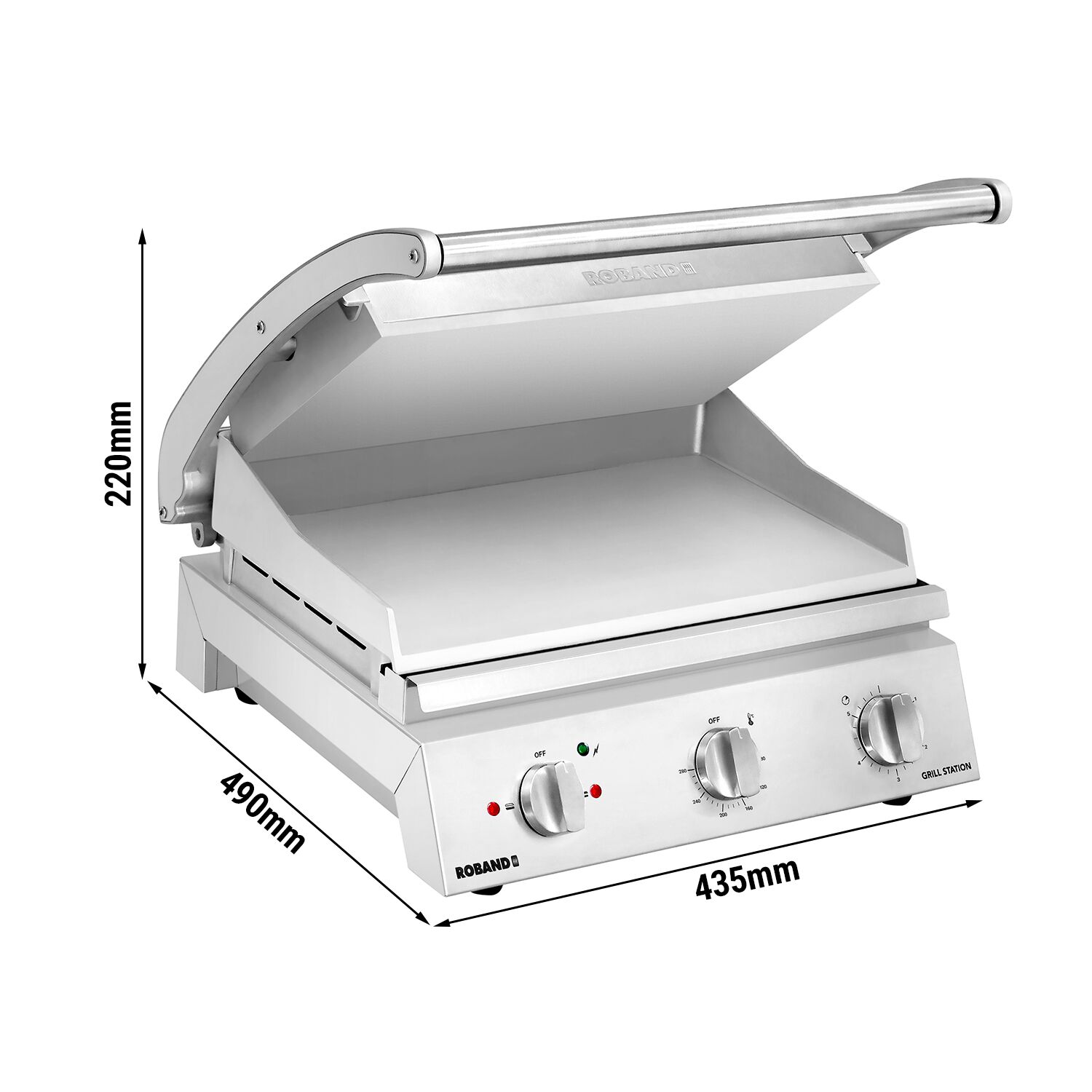 ROBAND | Electric Panini & Burger Contact Grill - Smooth Top & Bottom - 375 x 275 mm - 2.25 kW