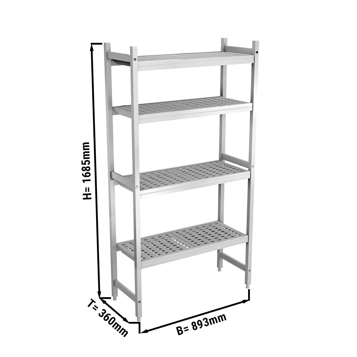Aluminium Grundregal - 893x1685mm - Tragkraft: 450 kg