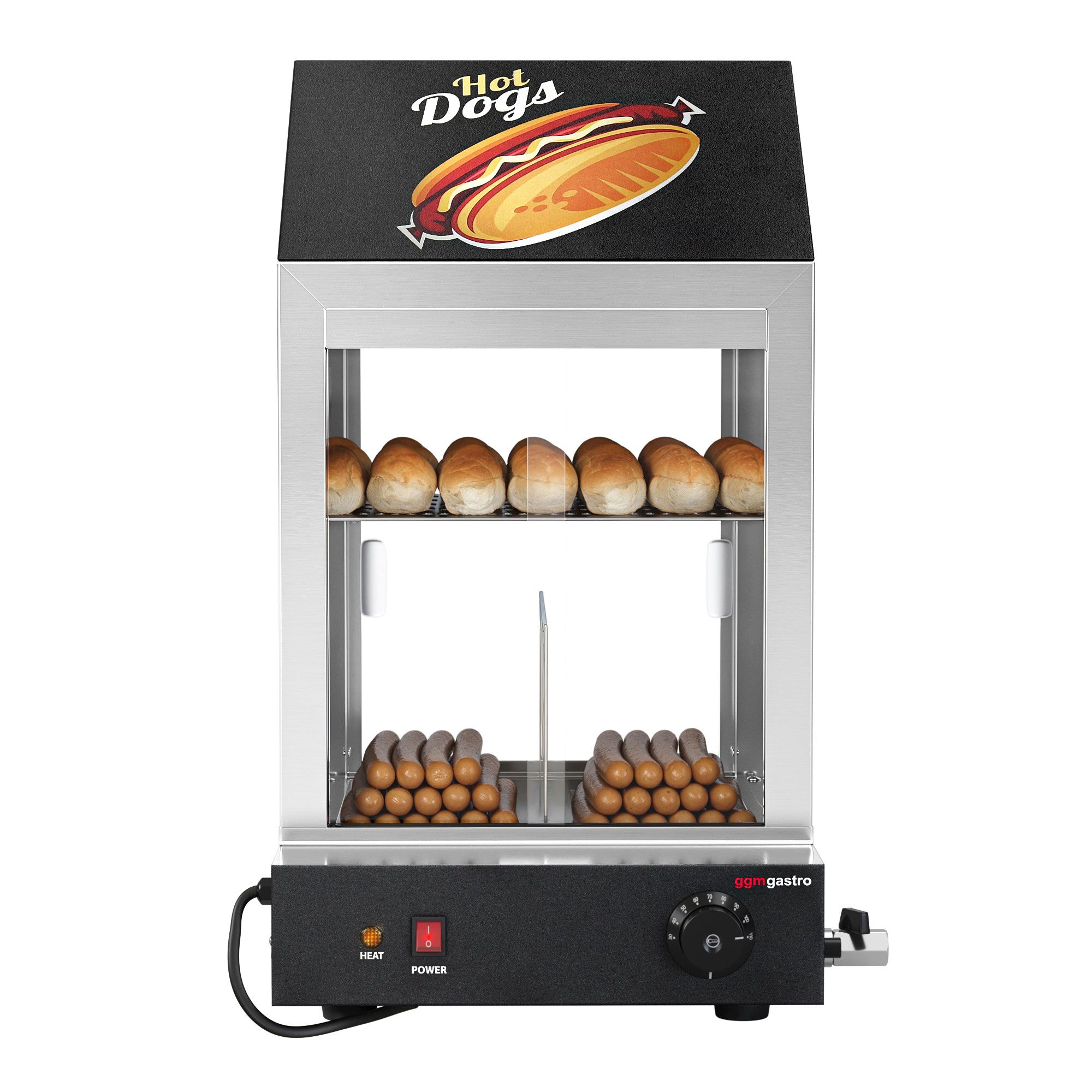 Parownik / witryna grzewcza do hot dogów 1,2 kW – 2 poziomy