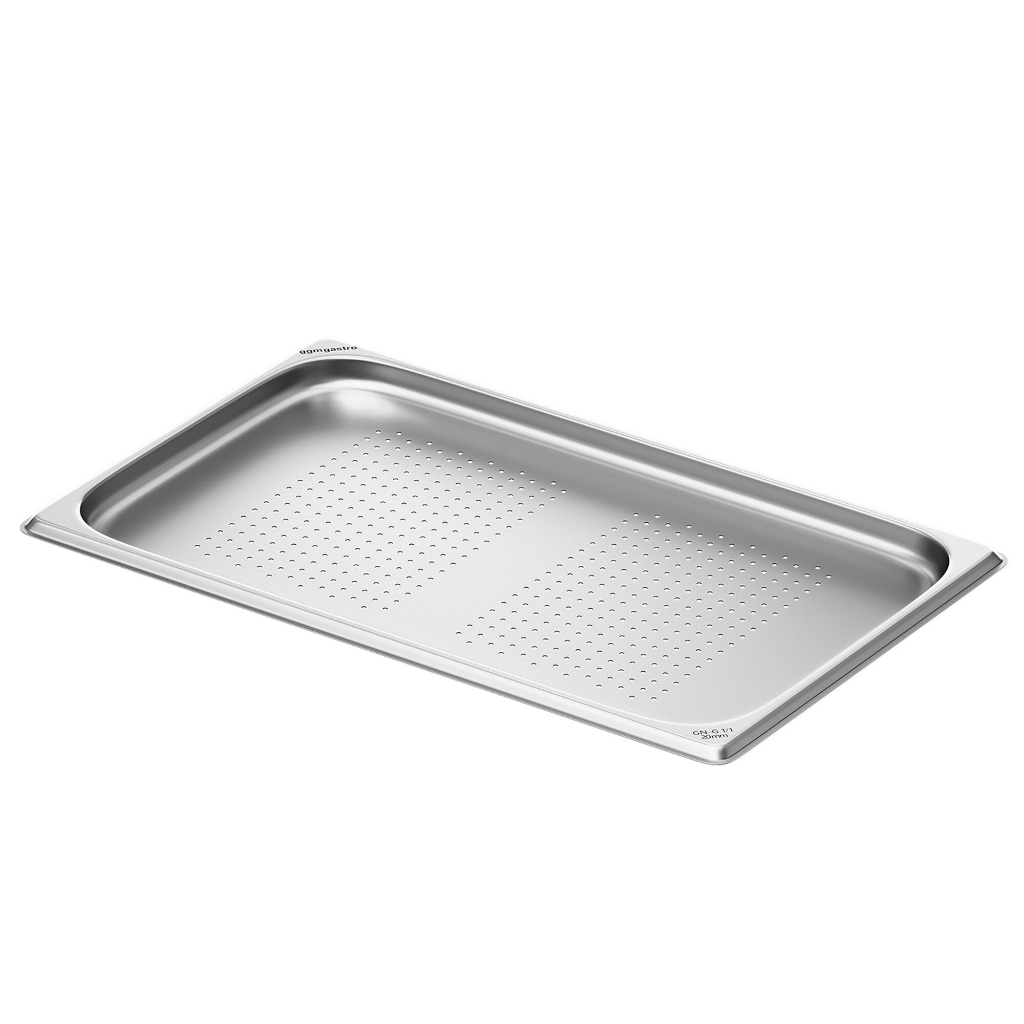 (6 st) Kantin i rostfritt stål GN 1/1 - perforerad - Höjd: 20 mm