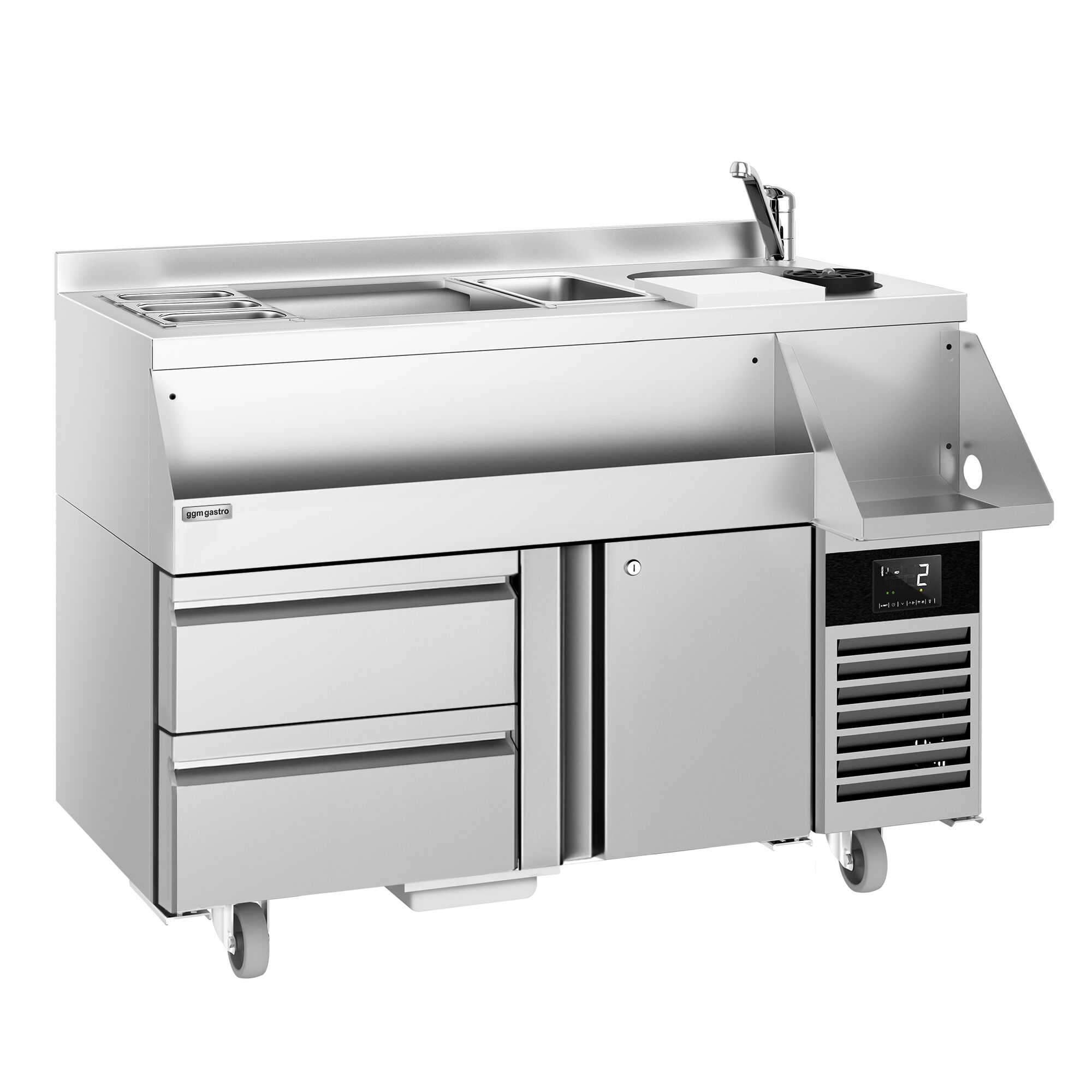 Επαγγελματικό Ψυχόμενο Bar Station για κοκτέιλ - 1200 mm - 150 l - 1 πόρτα, 2 συρτάρια & πρίζα 230 V