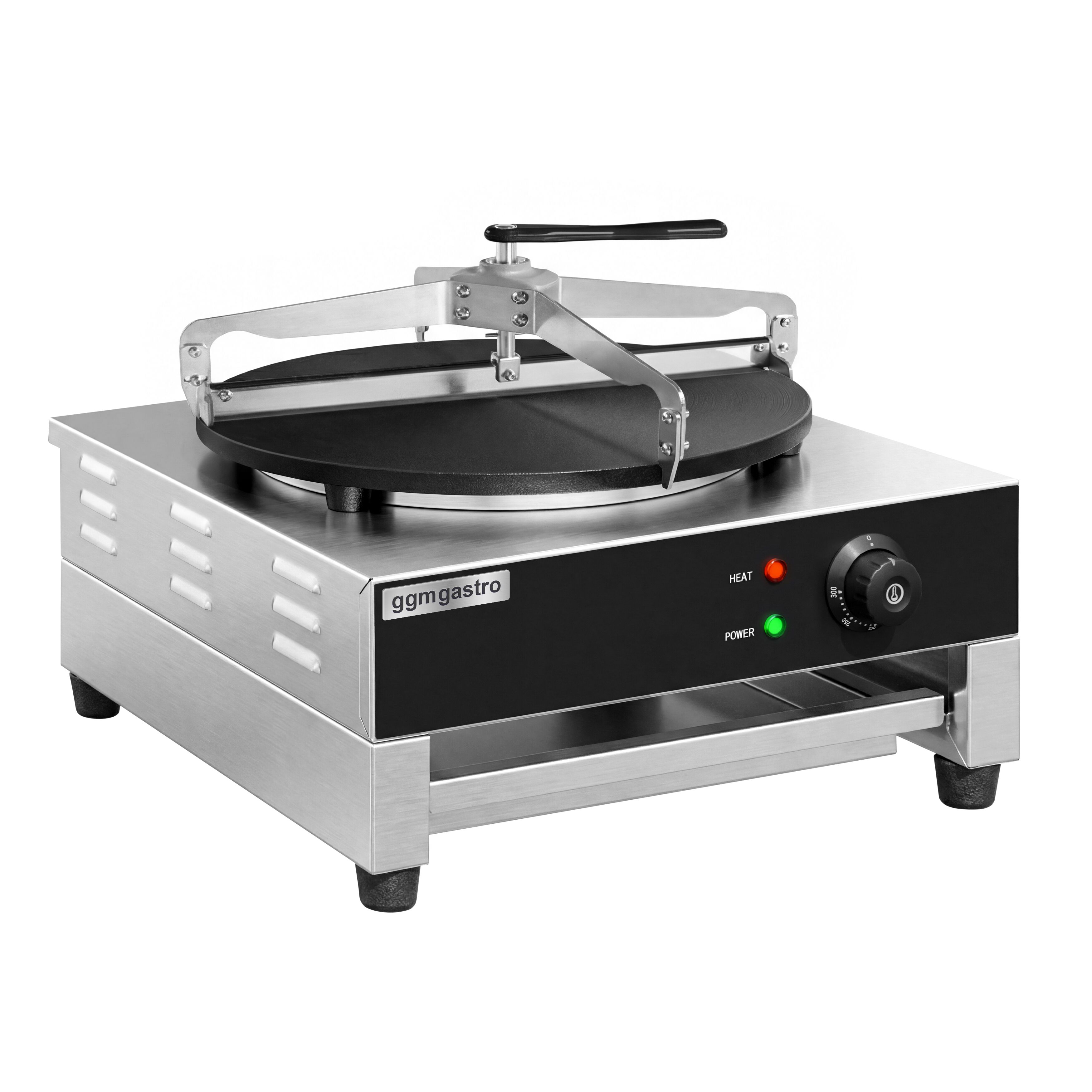 Crêpière professionnelle - Thermostat réglable - Ronde - Ø 400mm incl. râteau à crêpes