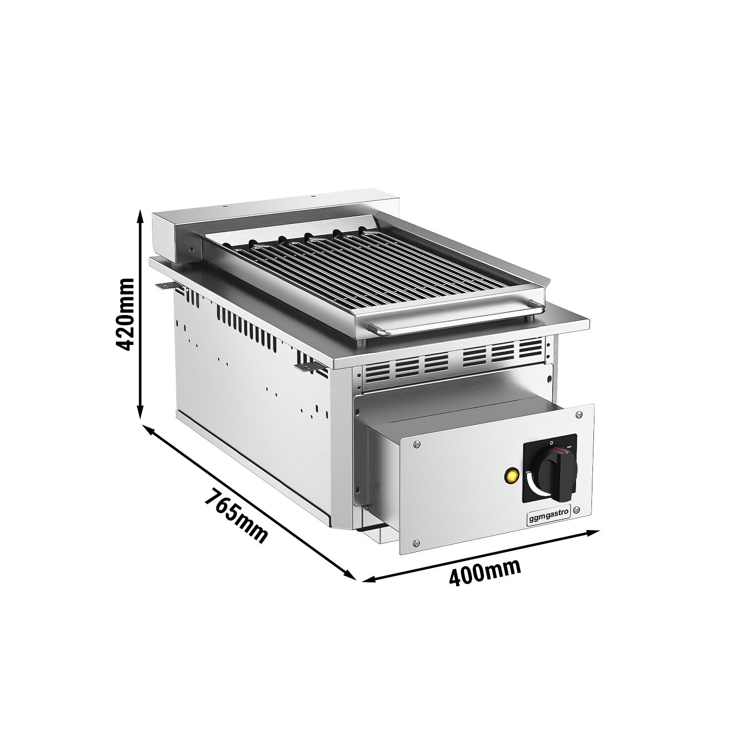 Grill à eau électrique encastrable professionnel - 3,75kW - à poser - P765mm