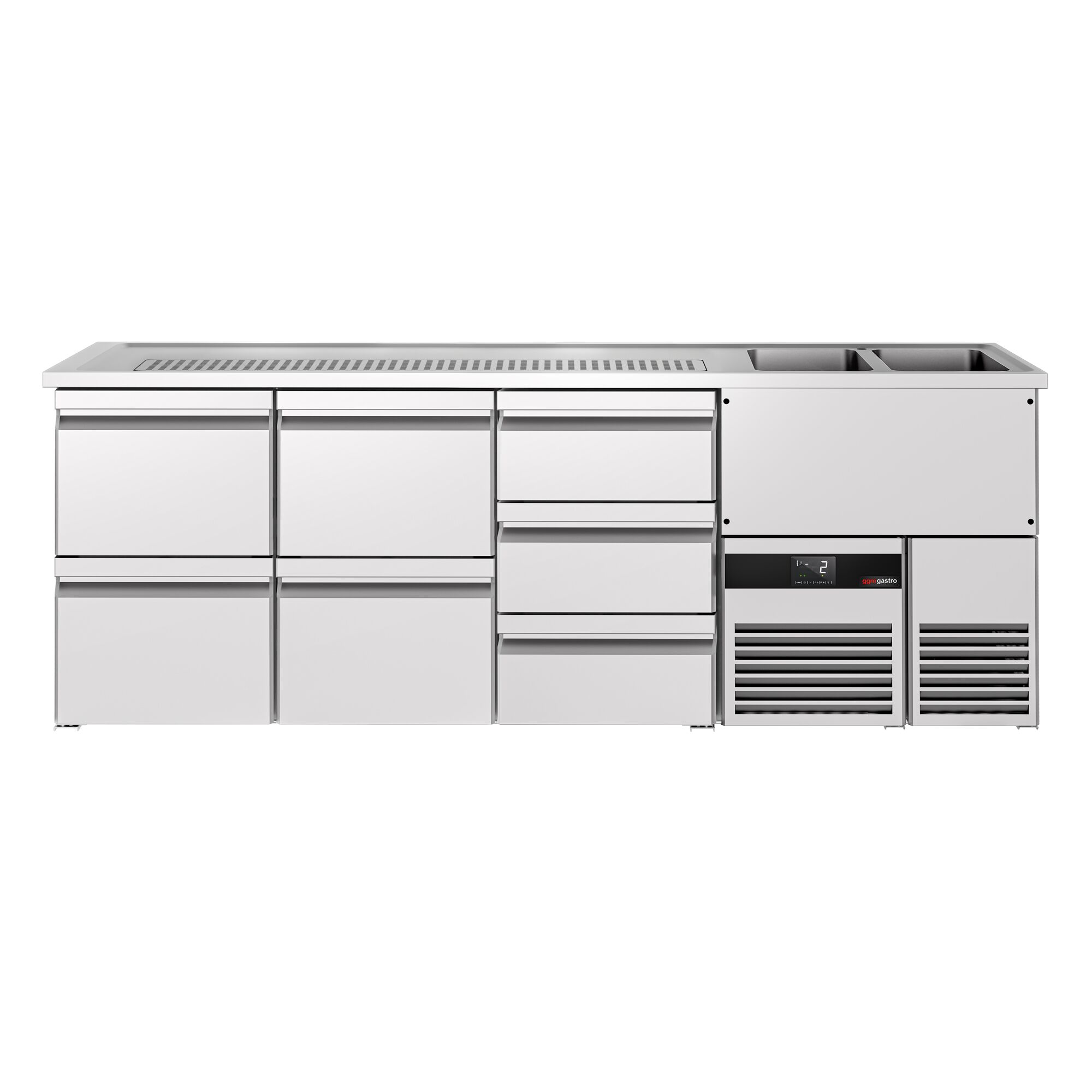 Comptoir de bar réfrigéré PREMIUM - 2500x700mm - 7 tiroirs