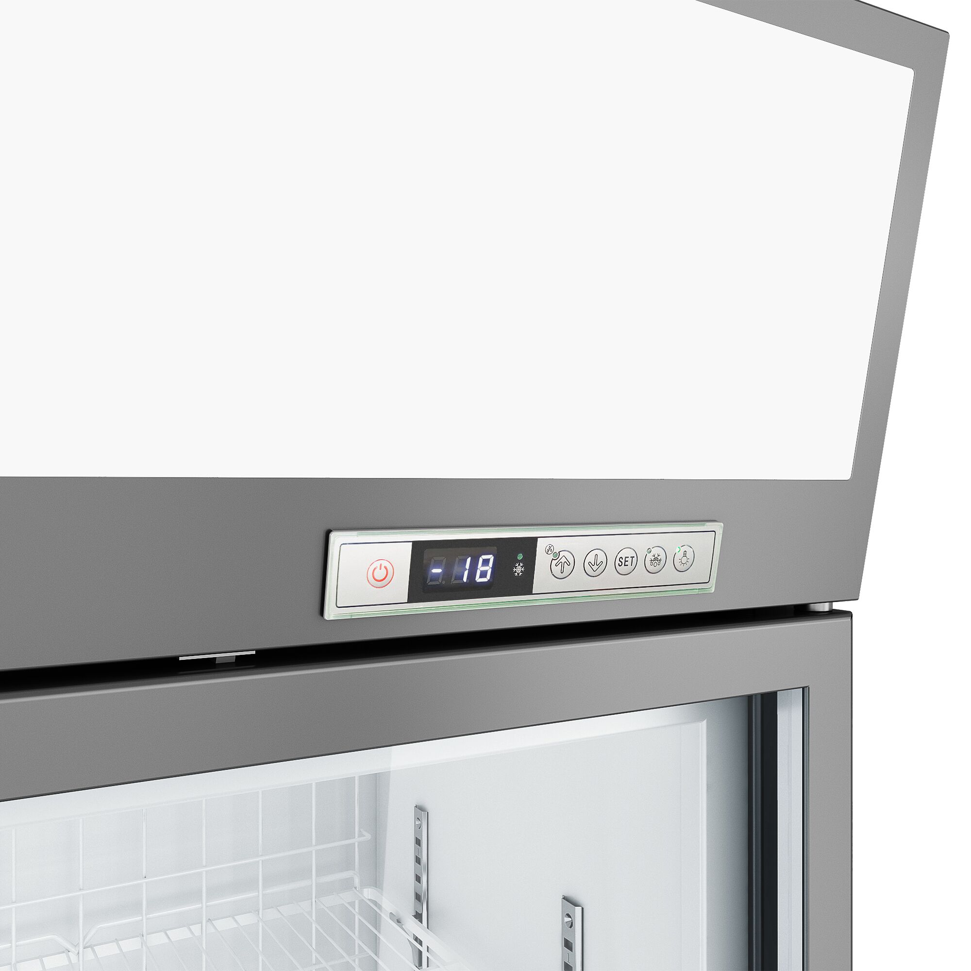 Vitrine murale de congélation pour supermarché - 1450 mm - 232 litres - avec 2 portes & 2 étagères - Gris