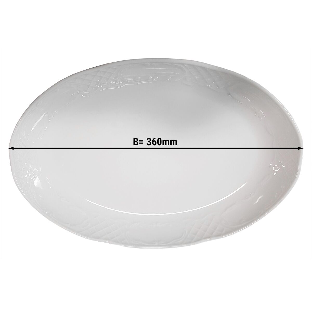 (6 Stück) CLASSICO - Platte/ Teller - oval - Länge: 360mm - Weiß