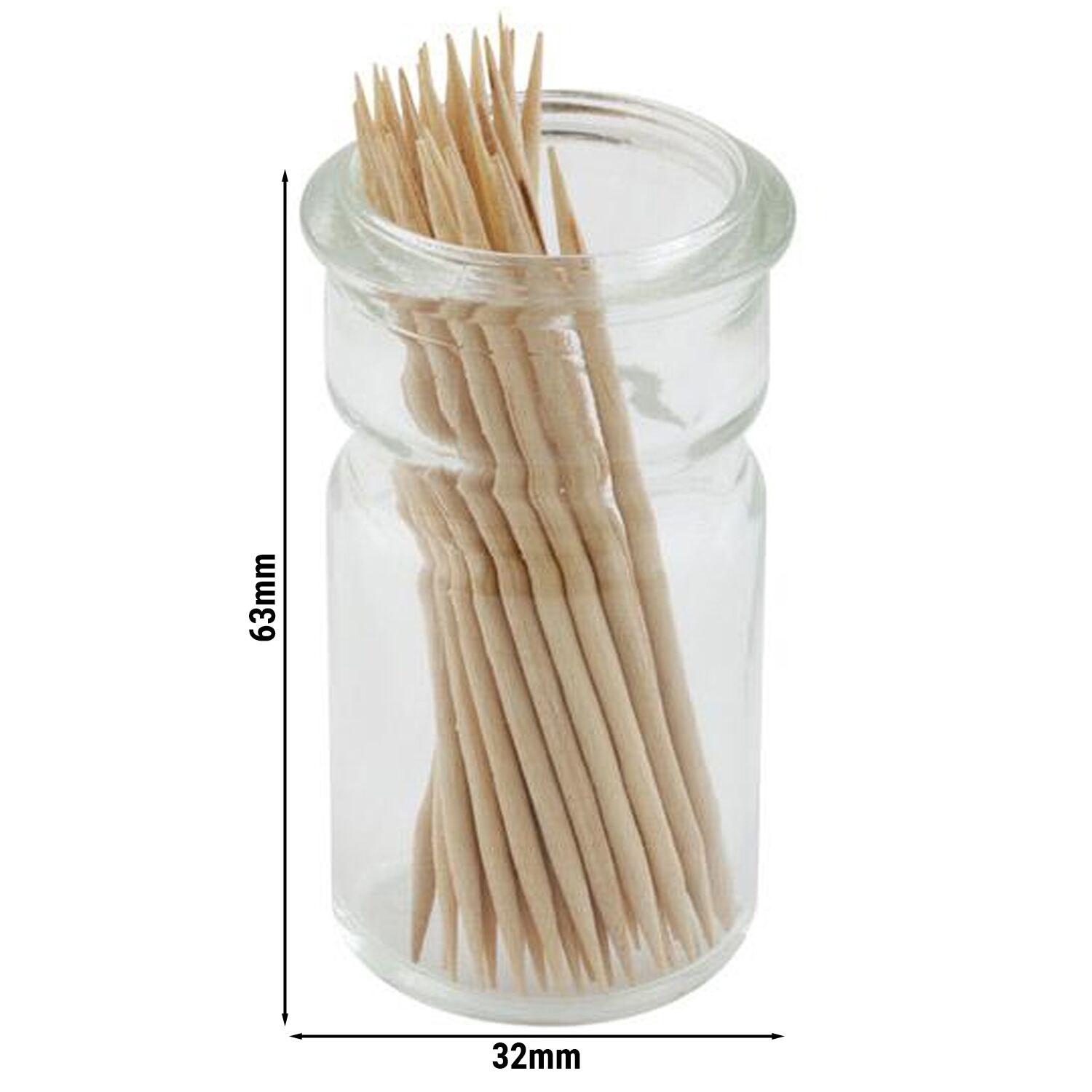 (6 pcs) Porte cure-dents en verre - Ø 32mm - Hauteur:63mm - Transparent