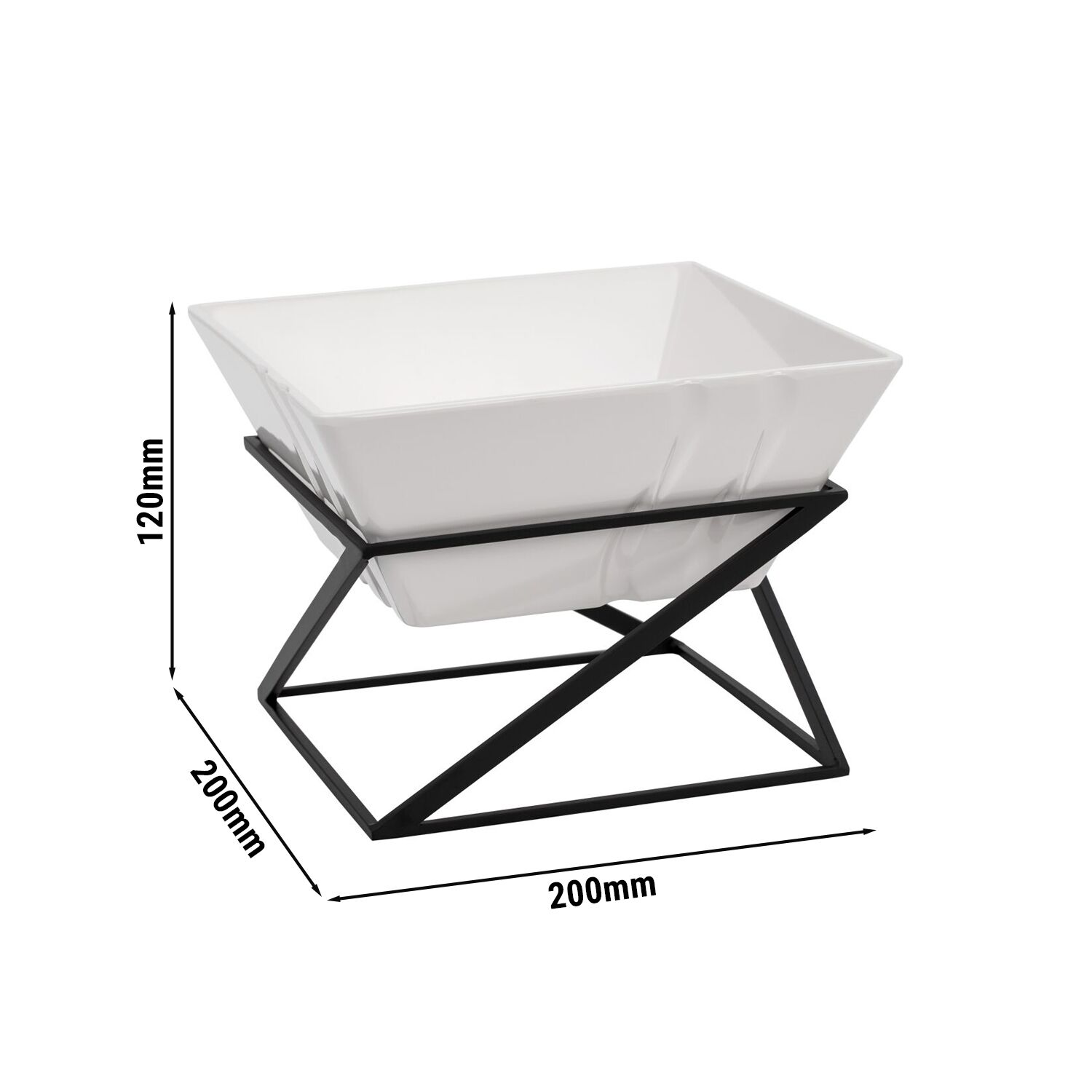 Présentoir buffet / étagère - noir - incl. 1 bol en mélamine - rectangulaire
