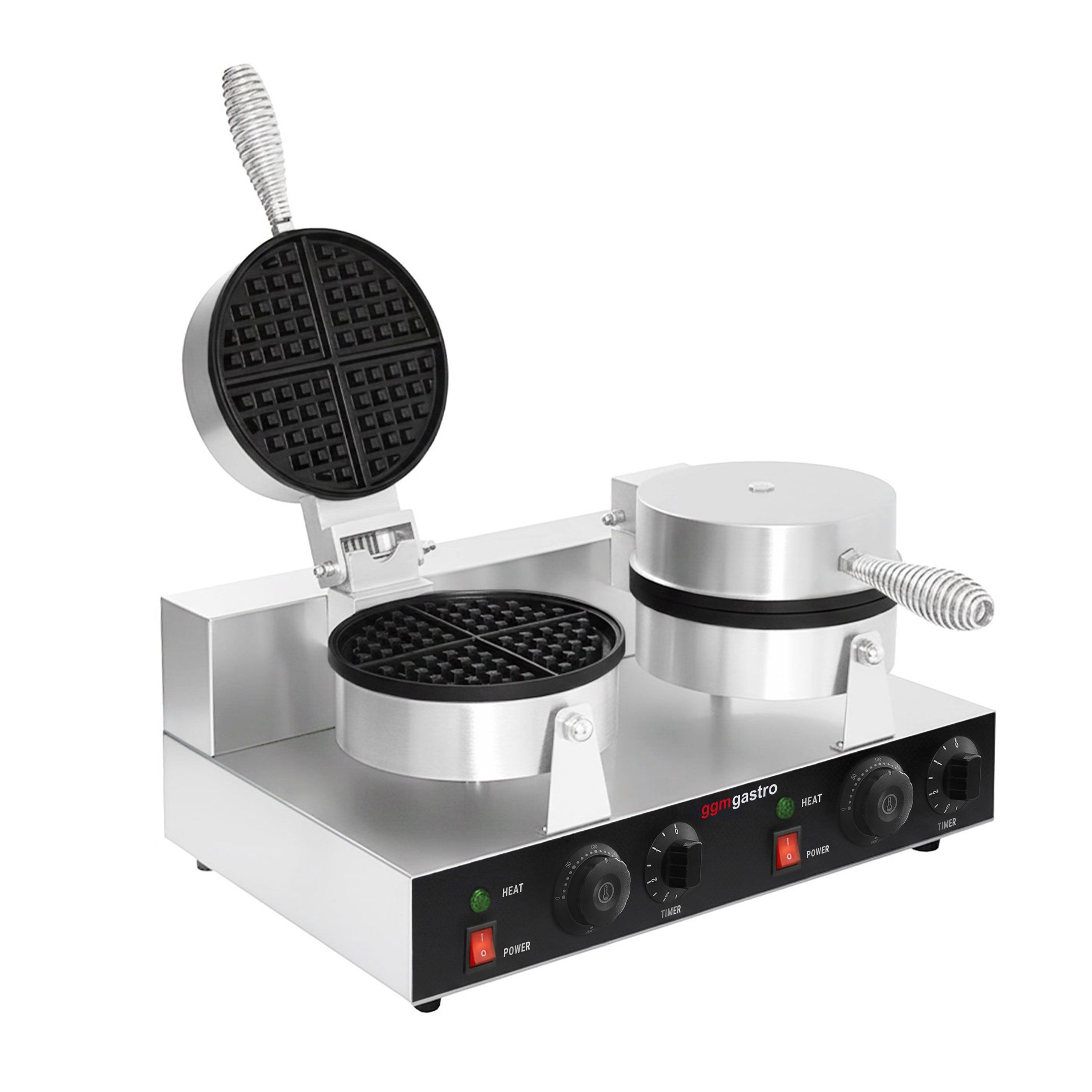 Gaufrier – double – manuel – 2,6 kW – Forme : rond – Ø 180 mm