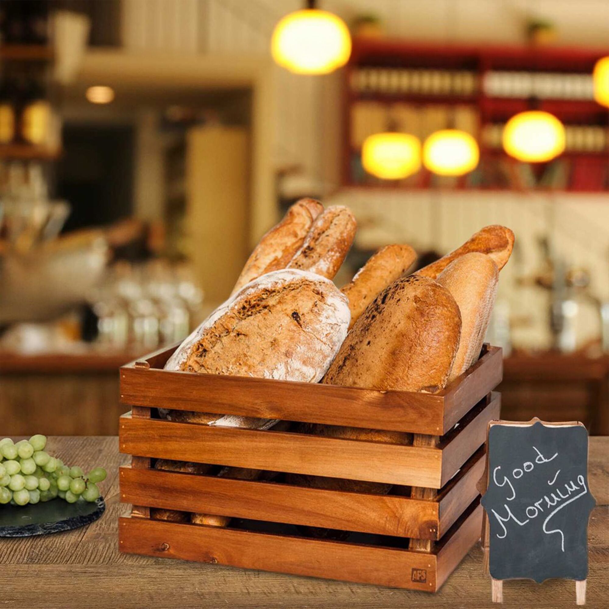 Caisse pour buffet - SUPERBOX - Hauteur:200mm - Bois - Brun - compatible avec GN 1/2