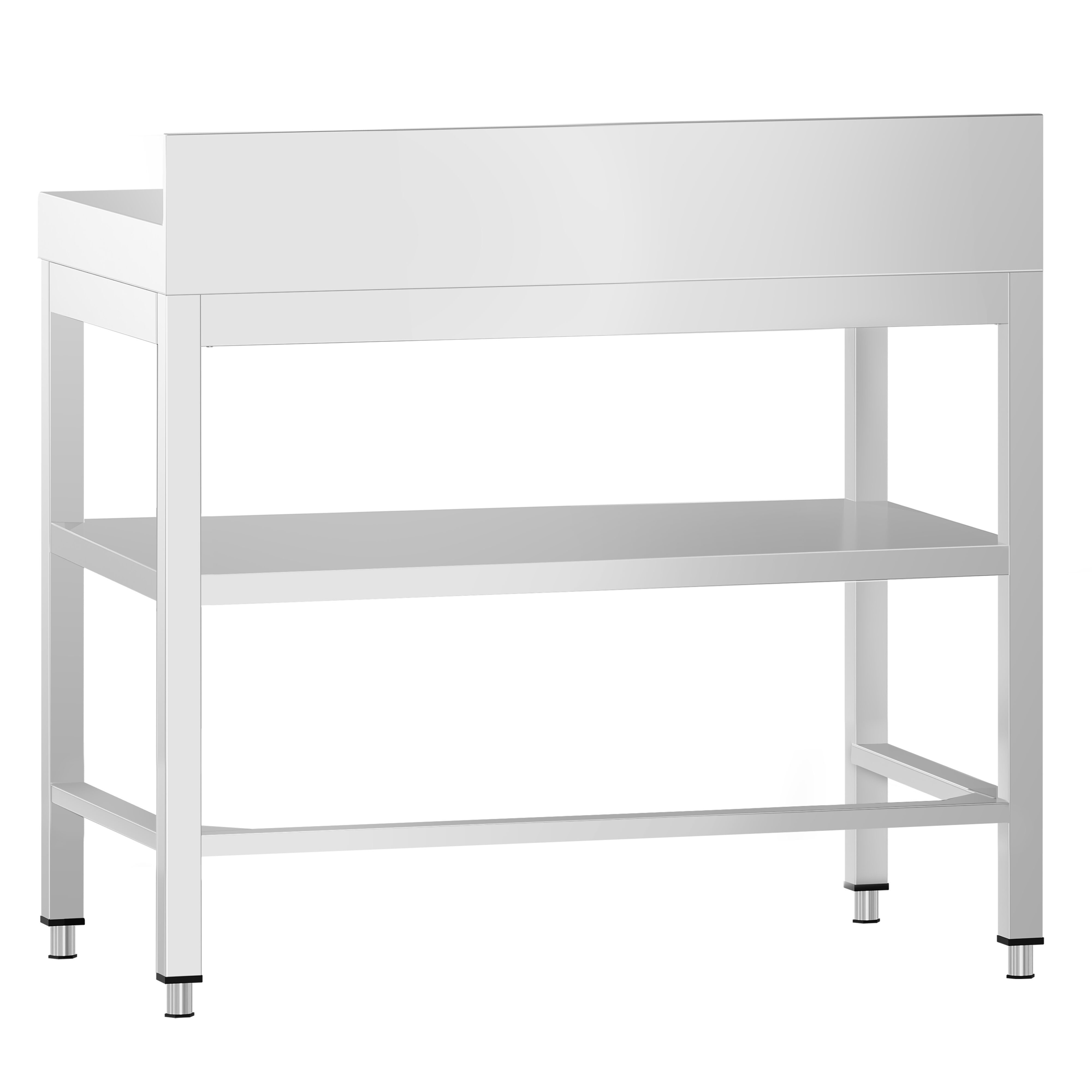 Table de travail inox PREMIUM - 700 x 600 mm - avec tablette inférieure, Dosseret & Renforts