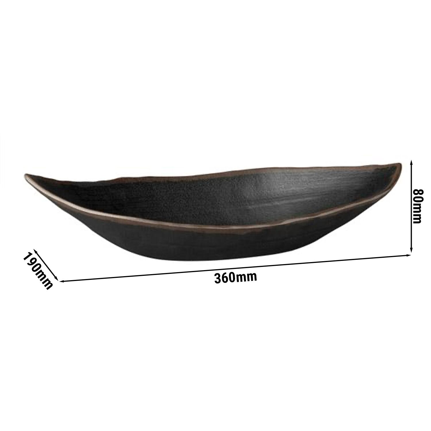 (6 pcs) Coupe - MARONE - Mélamine - 0,9L - rectangulaire - 360x190mm - Profondeur : 80mm - Noir/Brun