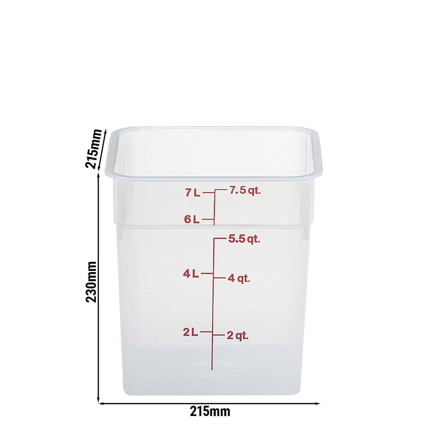 (6 pièces) CAMBRO | CAMSQUARES® – Récipient – 7,6 litres – transparent