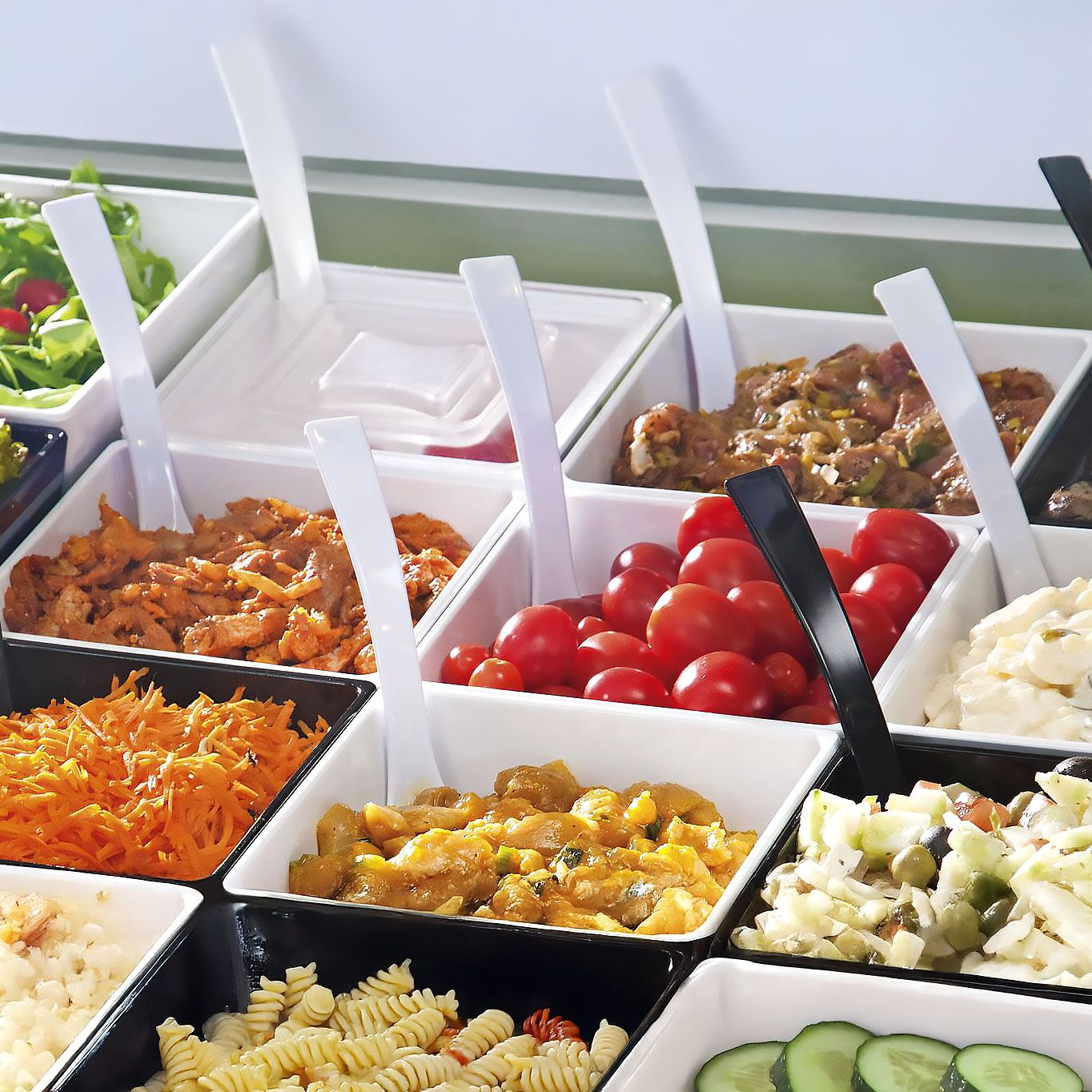 (36 pièces) Coupelles à sauce - FLOAT - Melamine - 30 ml - carré - Blanc
