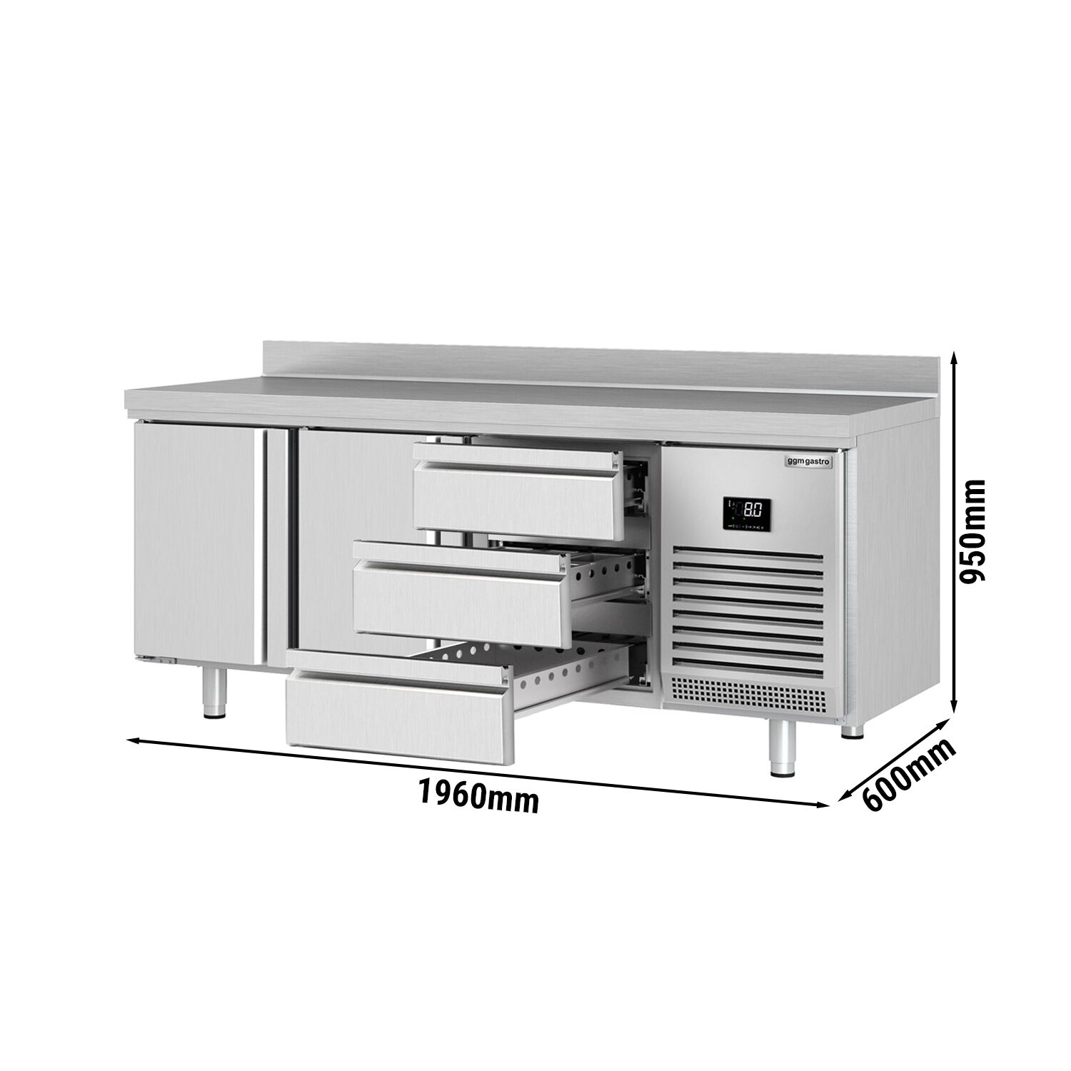 Tables réfrigérées pour pizza PREMIUM - 2300 x 700 mm - 5 portes