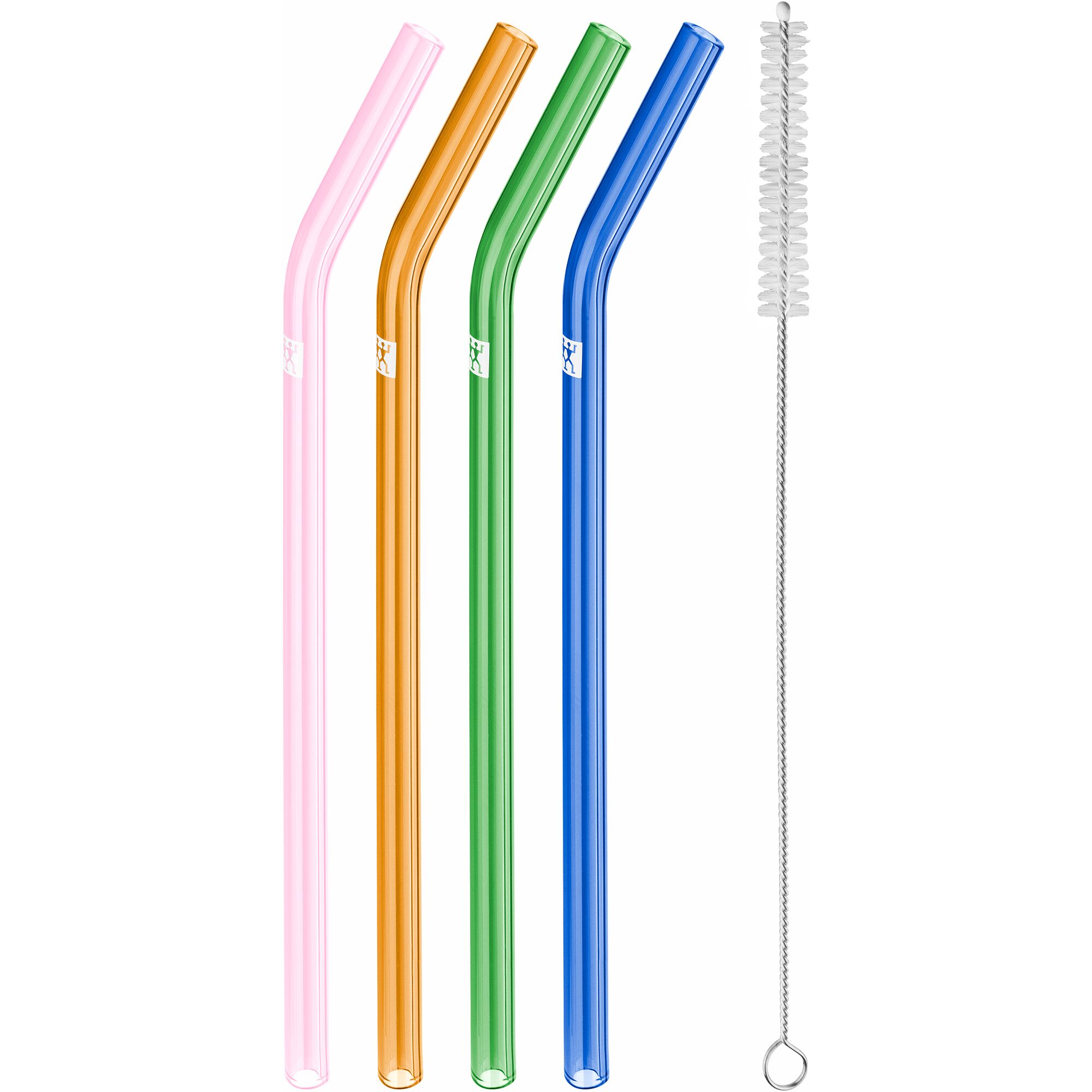 ZWILLING | Sorrento Coloured Glass Straw Set – 4x straws + brush - borosilicate - hot & cold