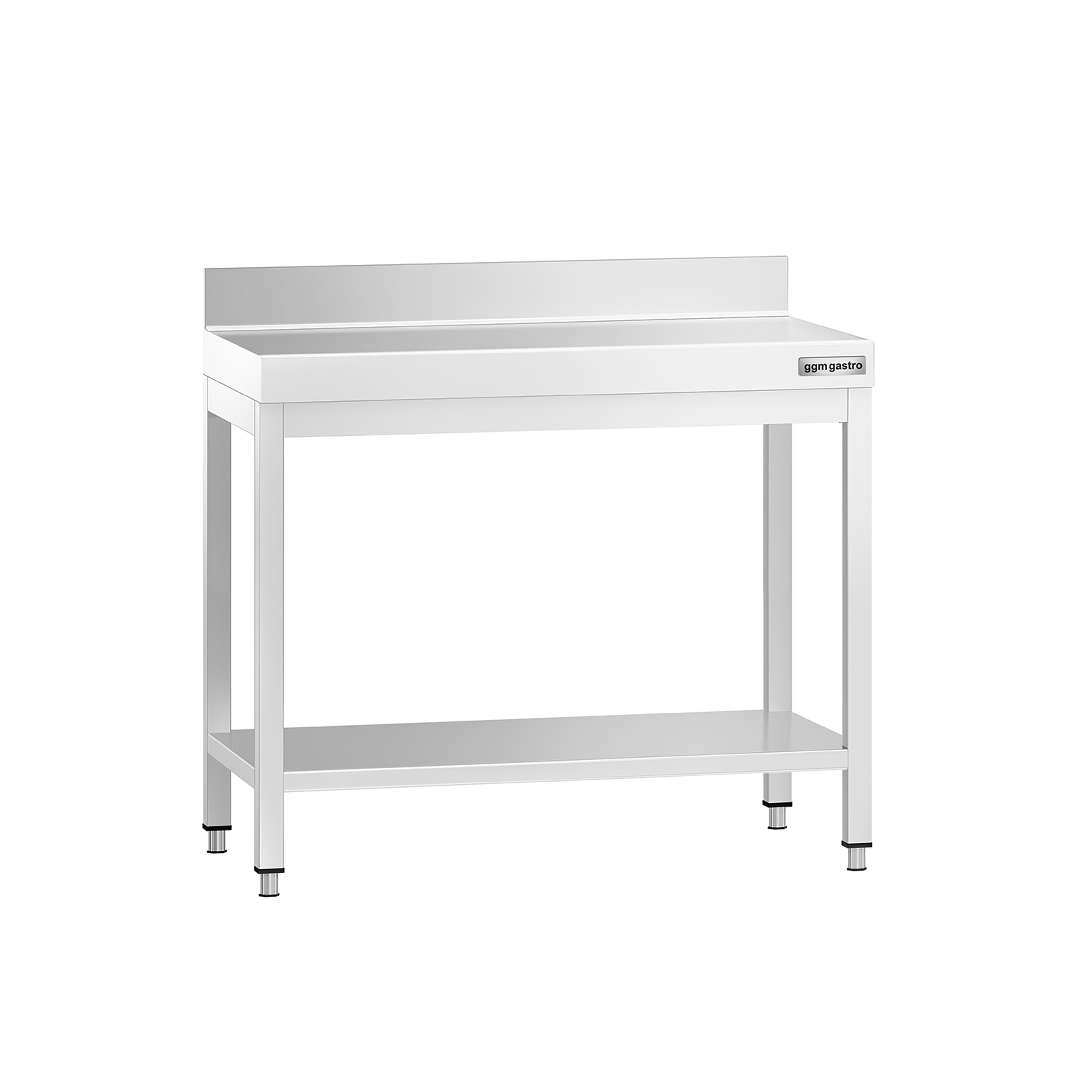 Table de travail inox PREMIUM - 800 x 700 mm - avec tablette inférieure & Dosseret