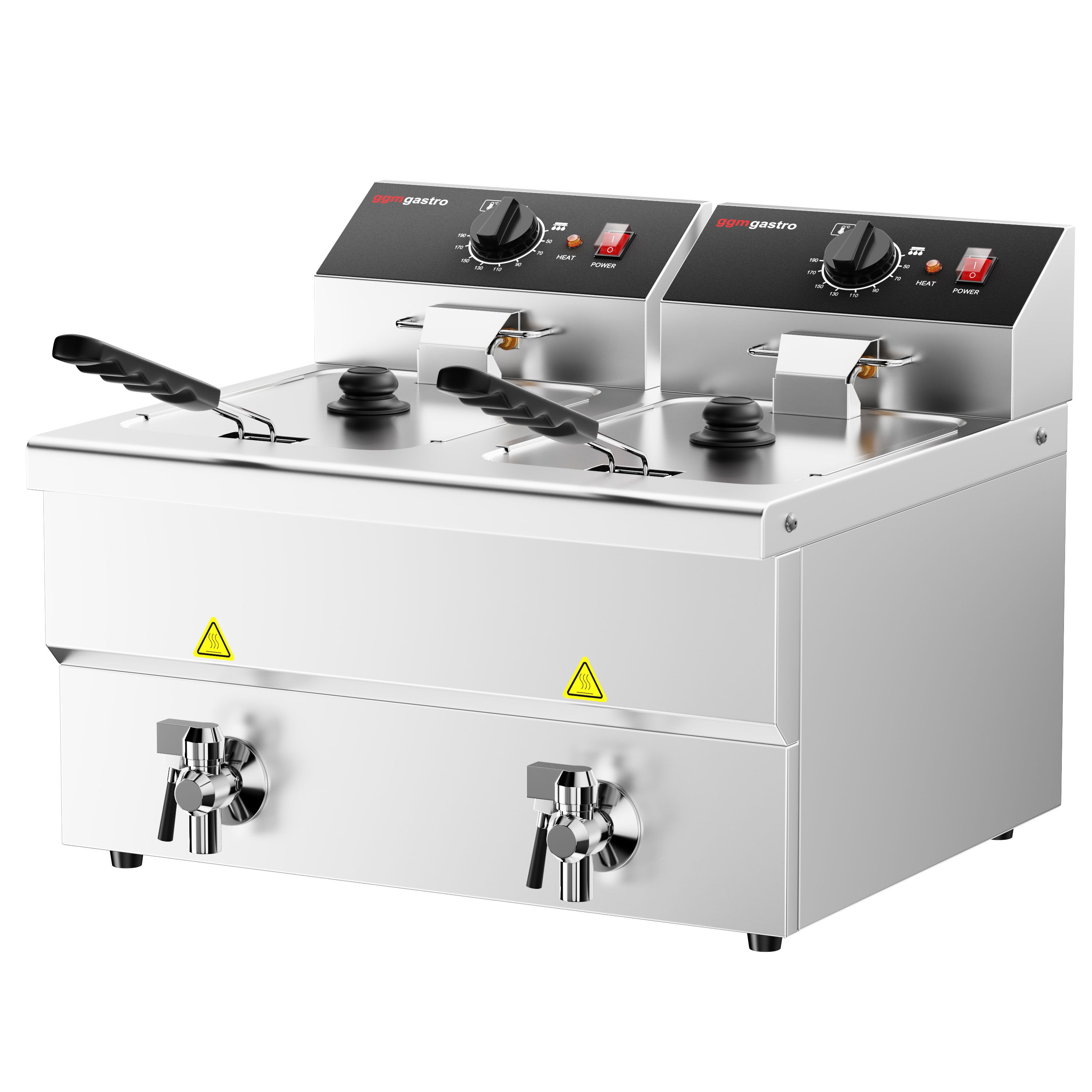Friteuse électrique double – 8+8 litres – 6,5 kW – avec robinet de vidange