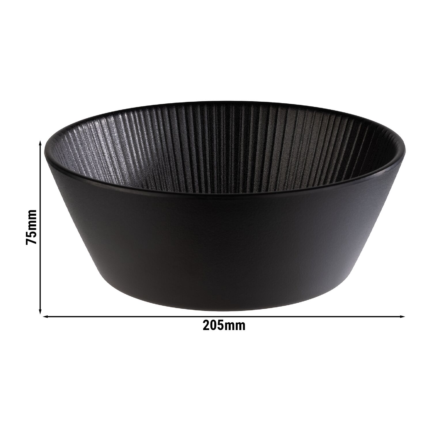 (6 pcs) Coupe - NERO - Mélamine - 1,2L - carré - 205x205mm - Profondeur : 75mm - Noir