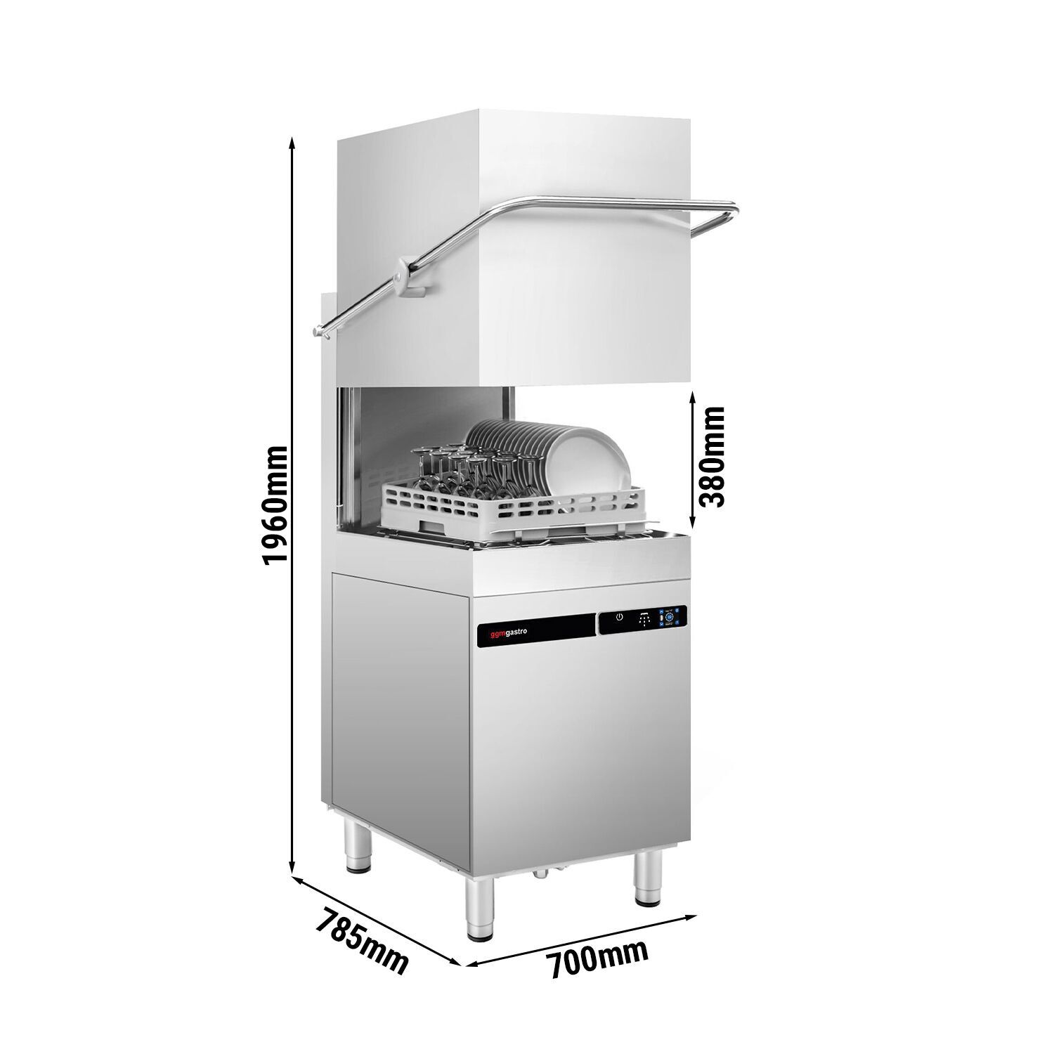 Lave-vaisselle à capot – Écran tactile – 9,66 kW – avec pompe de détergent, de rinçage et de vidange