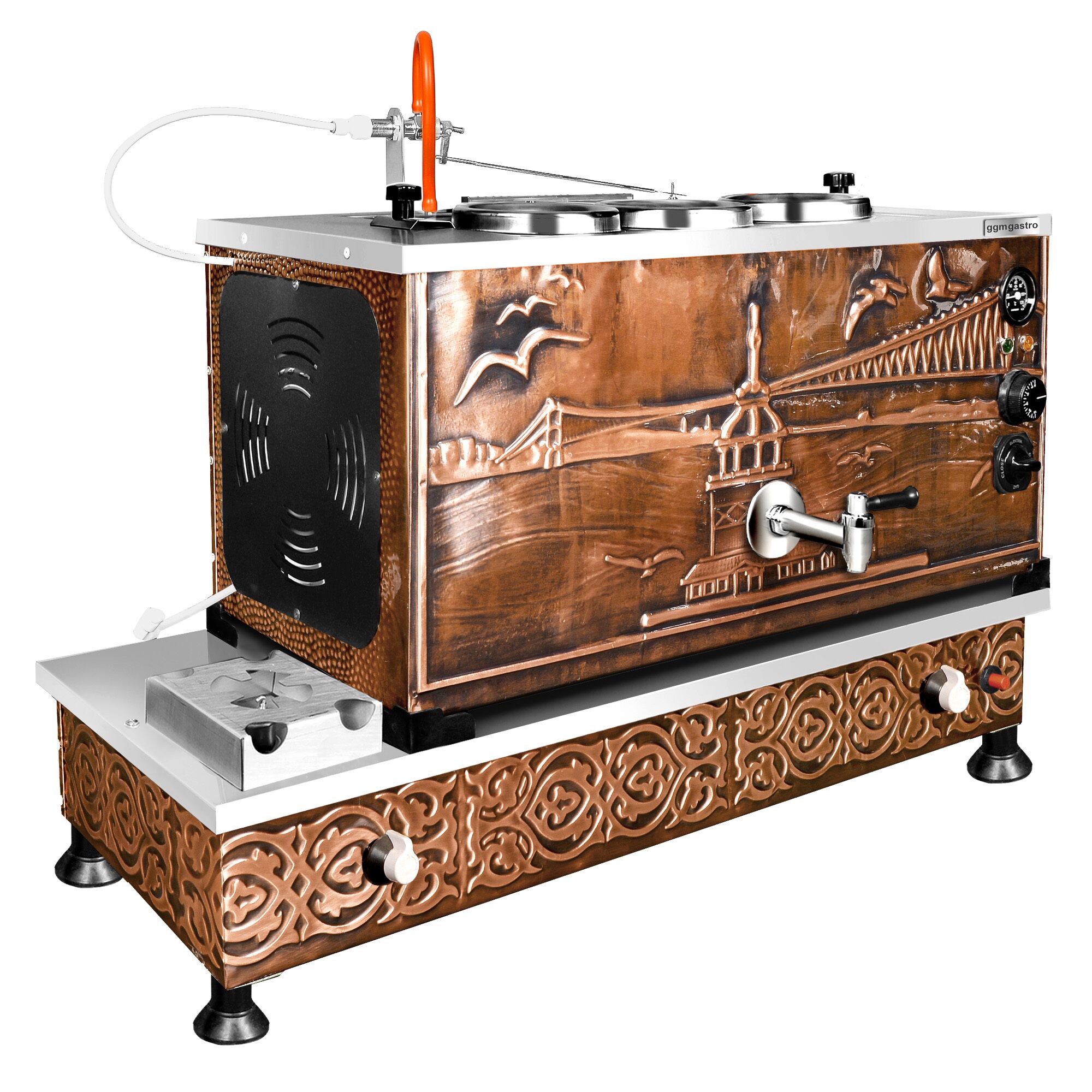 Commercial Gas & Electric Copper Tea Urn - 870mm - 33 Litres - Istanbul Design