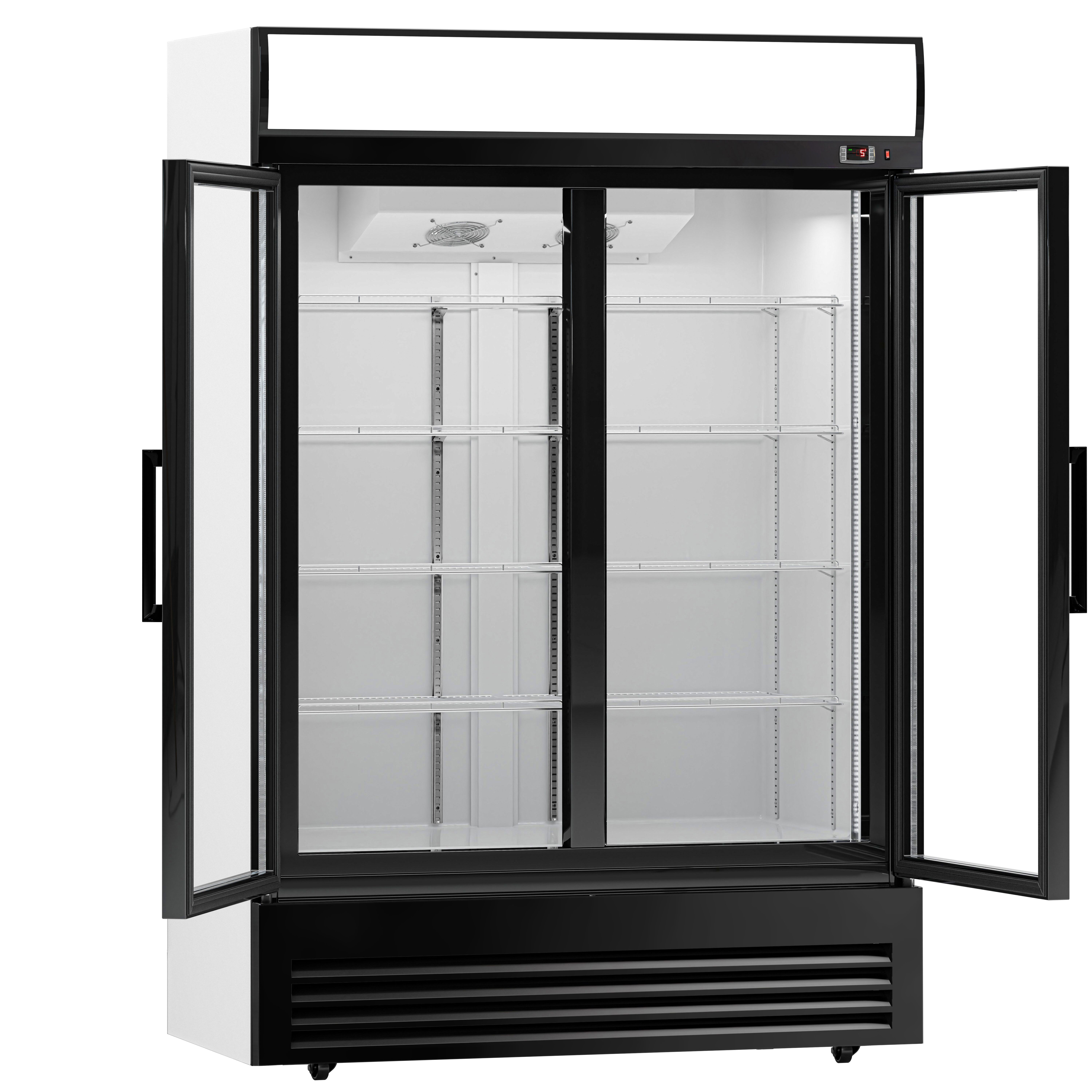 Vitrine réfrigérée à boissons - 1295mm - 880 L - 2 portes vitrées - éclairage LED - thermostat numérique - Noir - +2 à +8 °C