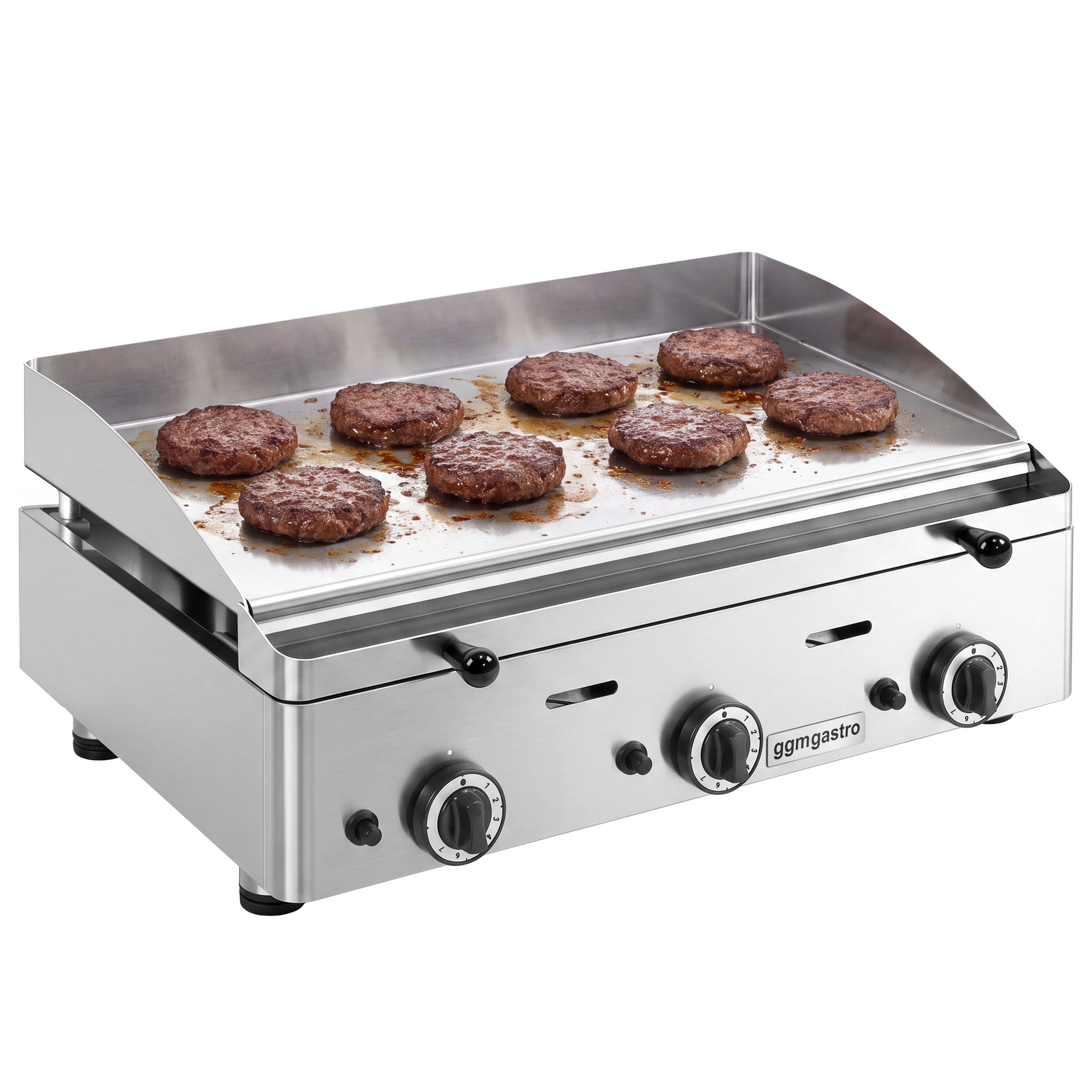 Gas Bratplatte - mit Hartchrom-Beschichtung - 9,3 kW - Glatt - Bratfläche: 555x400mm