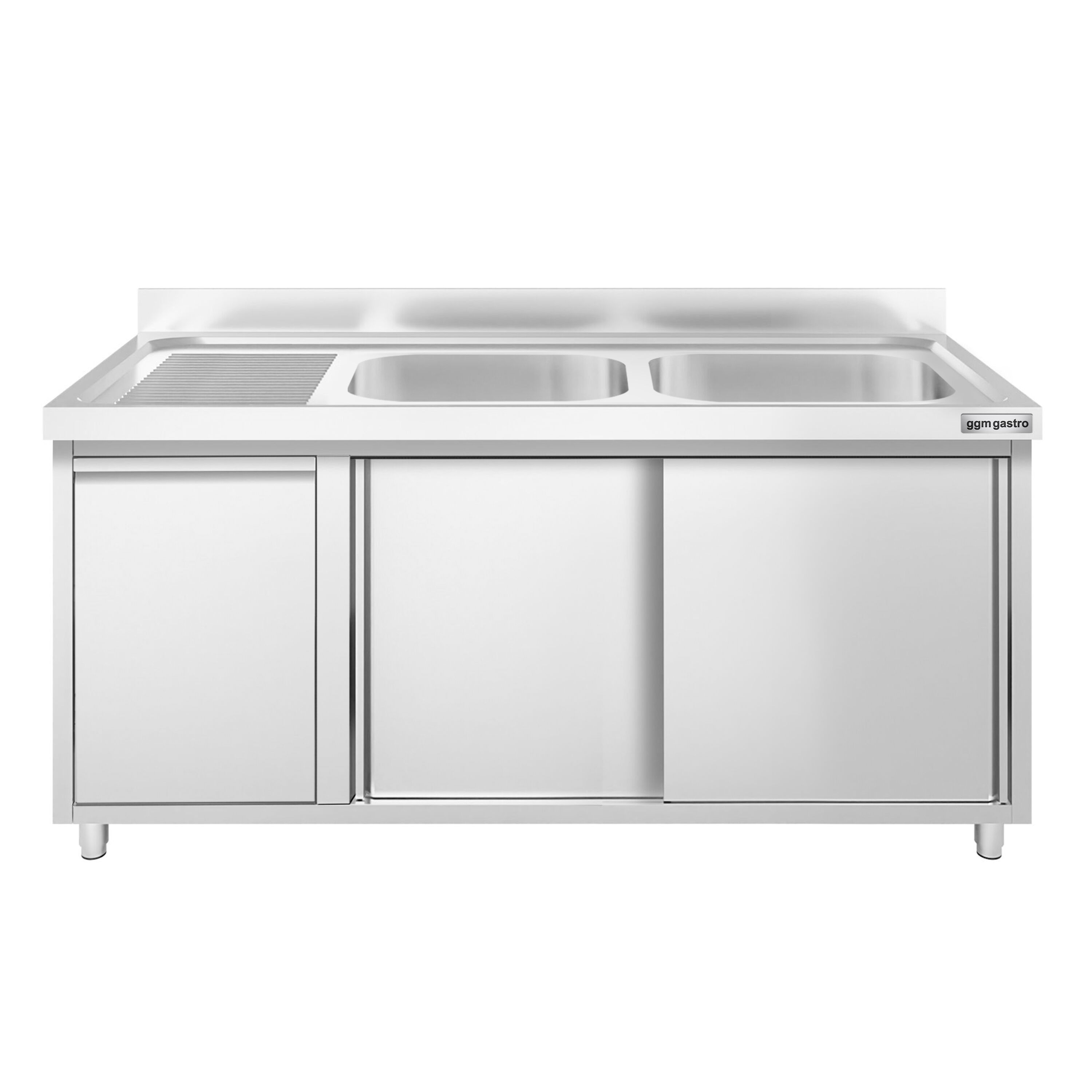 Meuble plonge PREMIUM - 1400x600mm - avec poubelle intégrée et 2 bacs