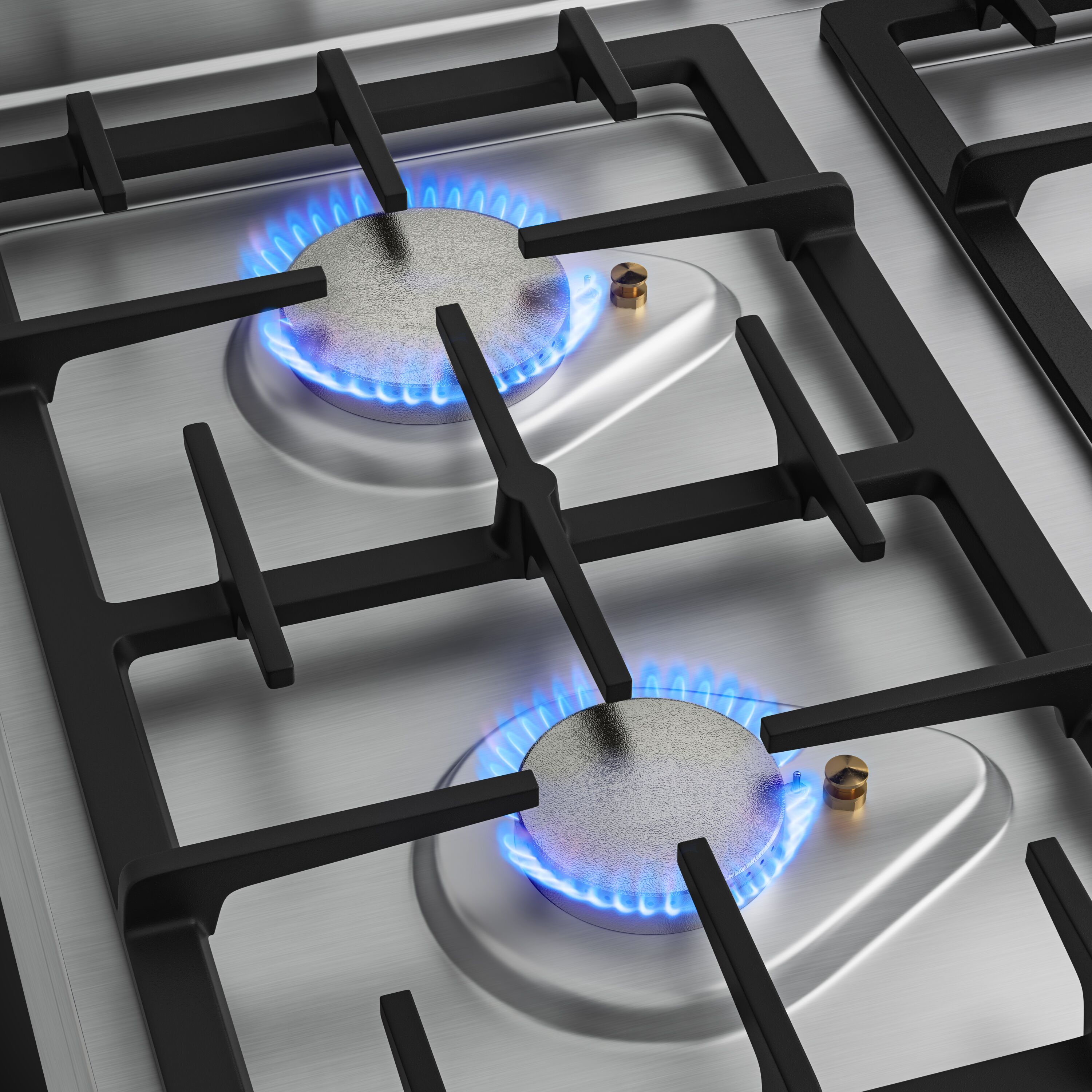 Fourneau à gaz – 36 kW – 6 brûleurs – avec soubassement avec 3 portes