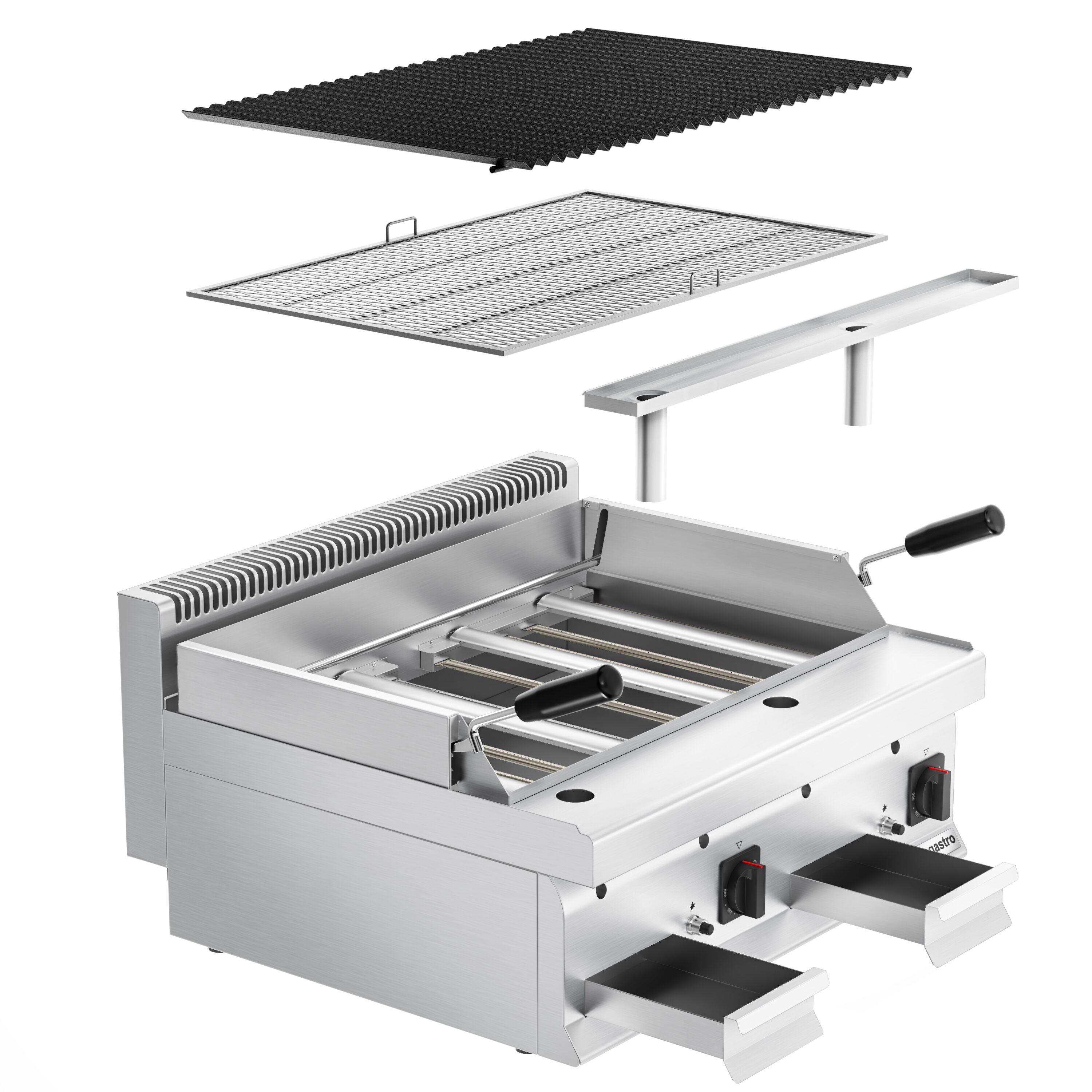 Grill à pierre de lave à gaz – 14 kW – grille inclinable
