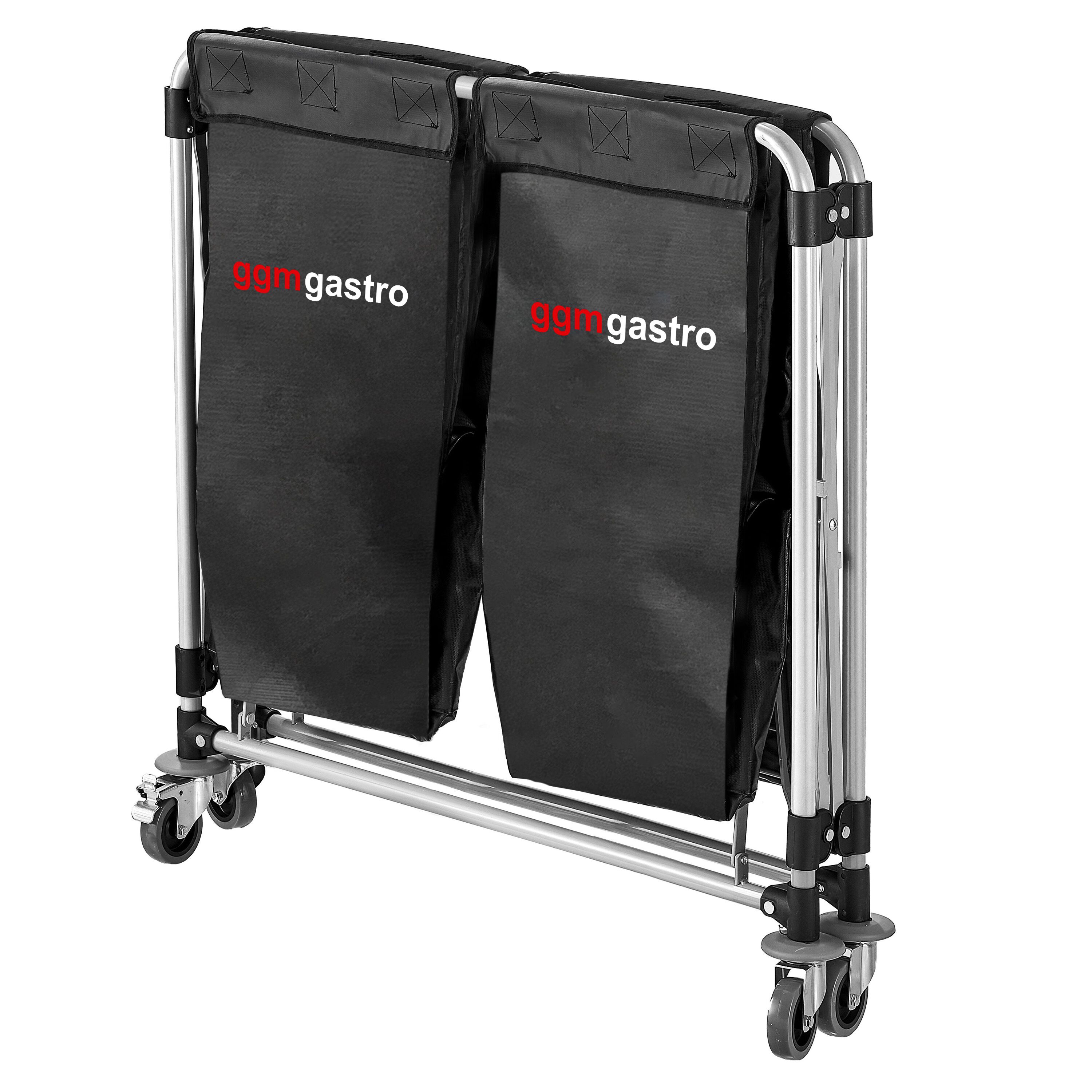 Chariot à linge - pliant - 2x 150L - cadre en aluminium - Noir