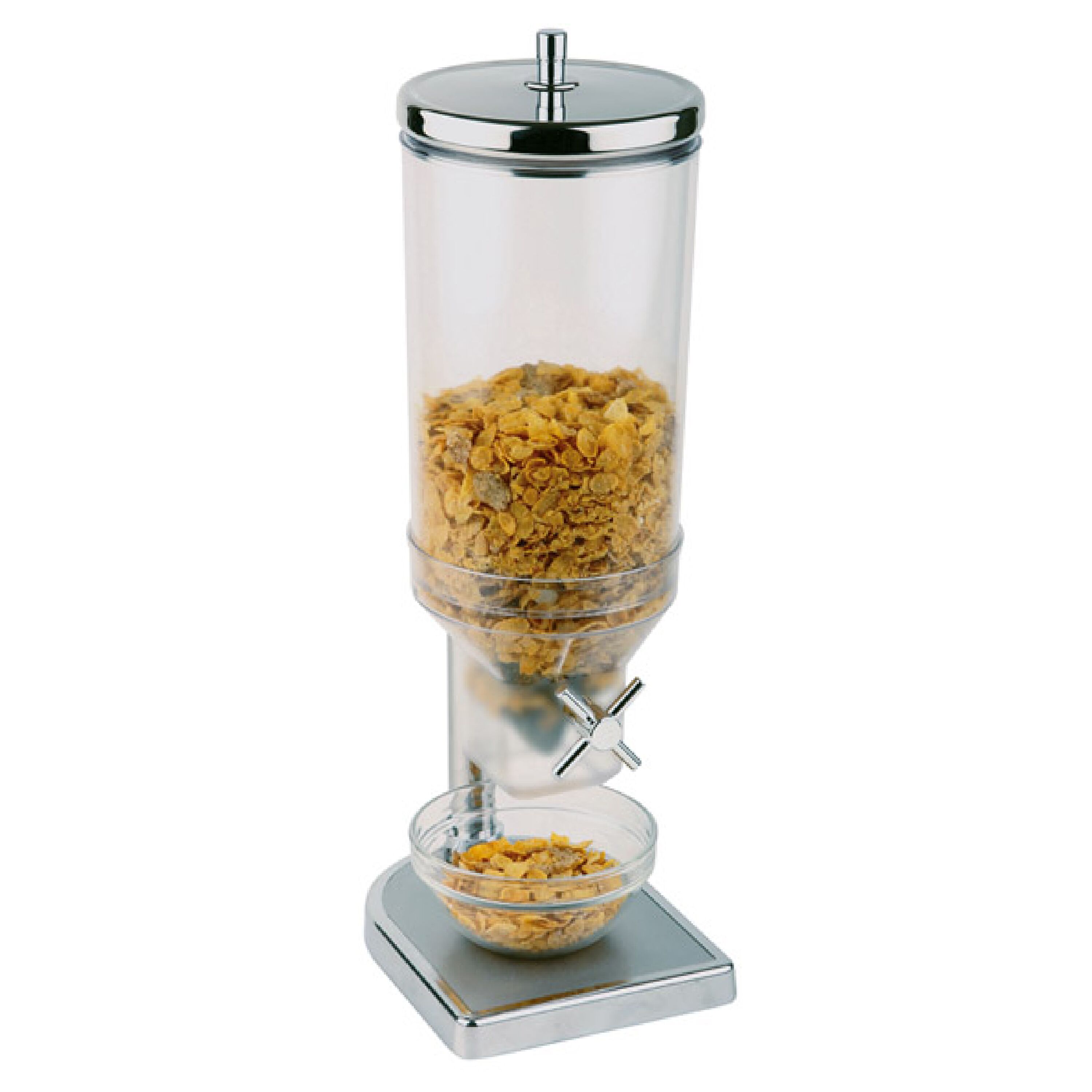 Müslidispenser - FRESH+EASY - 1 plastbehållare - 4,5 l - ställ i rostfritt stål - vridvred