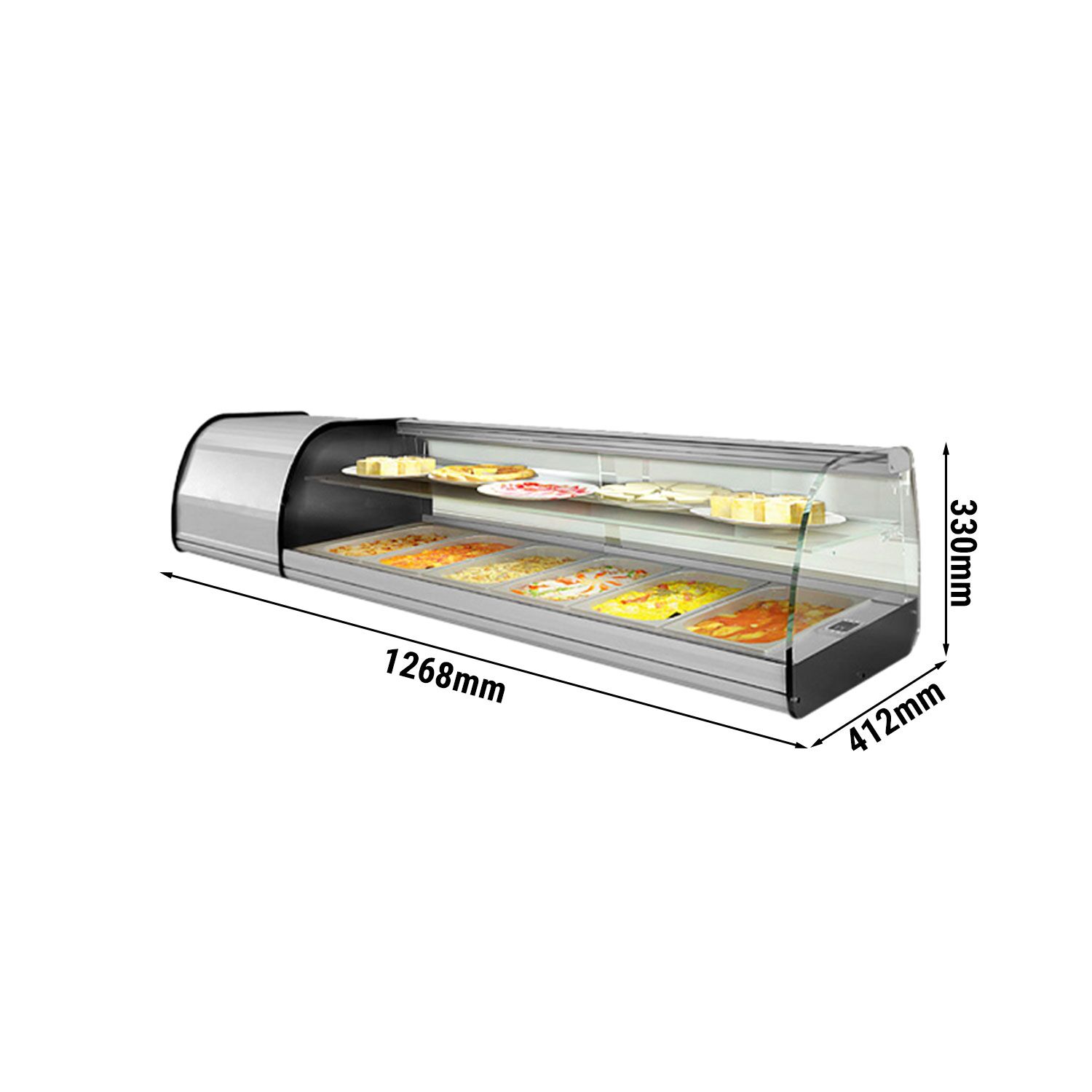 Vitrine à tapas réfrigérée PREMIUM PLUS - 1268x330/412mm - 4x GN 1/3