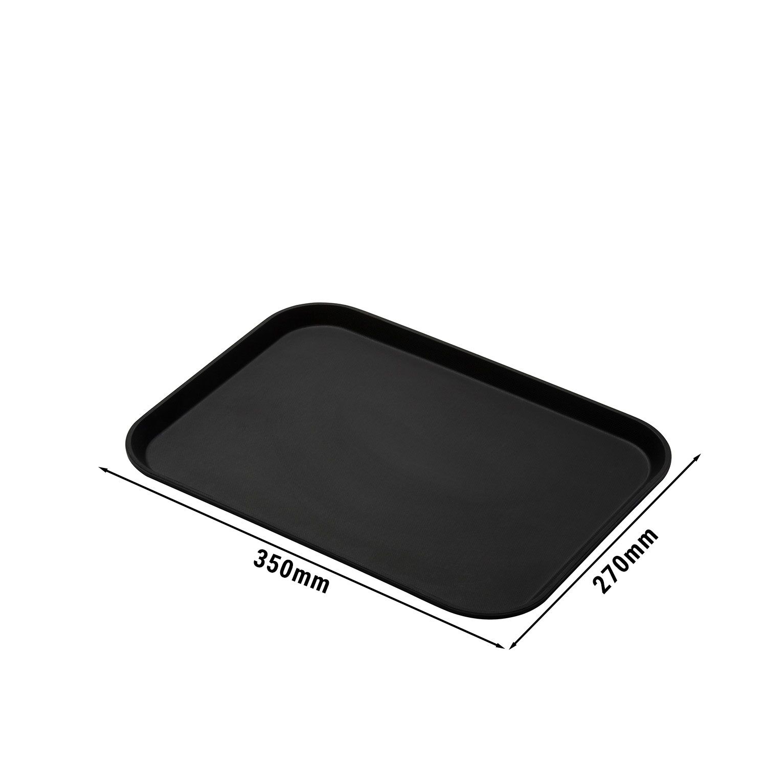 (12 pièces) CAMBRO | CAMTREAD® - Plateau en fibre de verre - Rectangulaire - 350 x 270 mm - Profil haut - Noir    