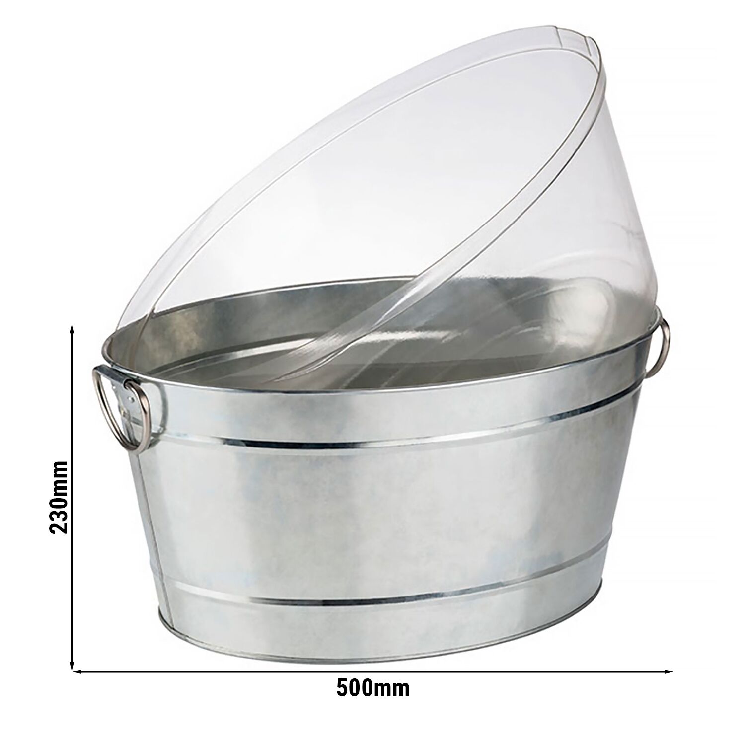 Vasque à bouteilles - TIN - Métal galvanisé - 18 litres - extérieur Ø500mm - Hauteur:230mm - avec bac intérieur plastique