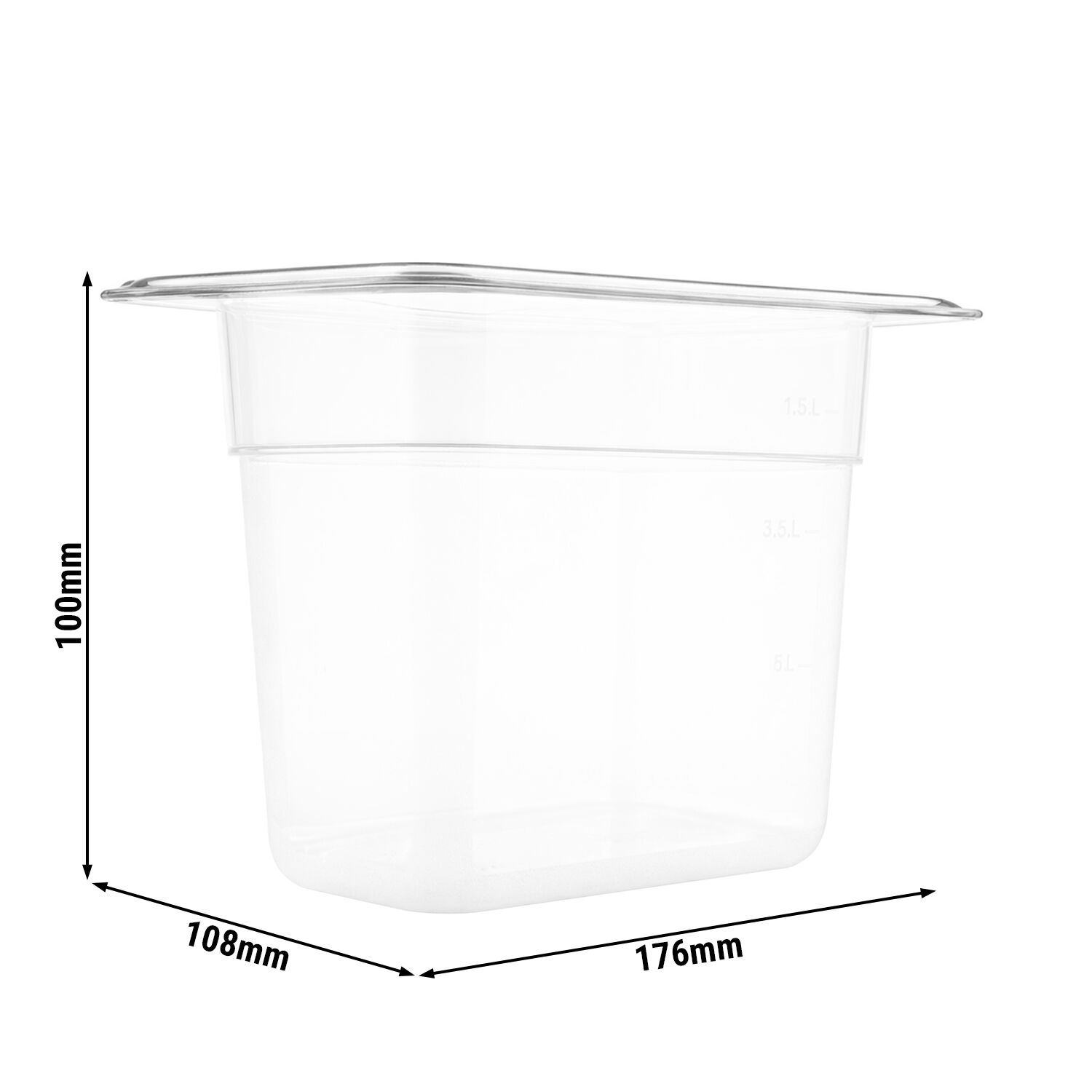 (6 pièces) Bac en Polypropylène - GN 1/9 - Translucide - 0,85 L - Hauteur : 100 mm