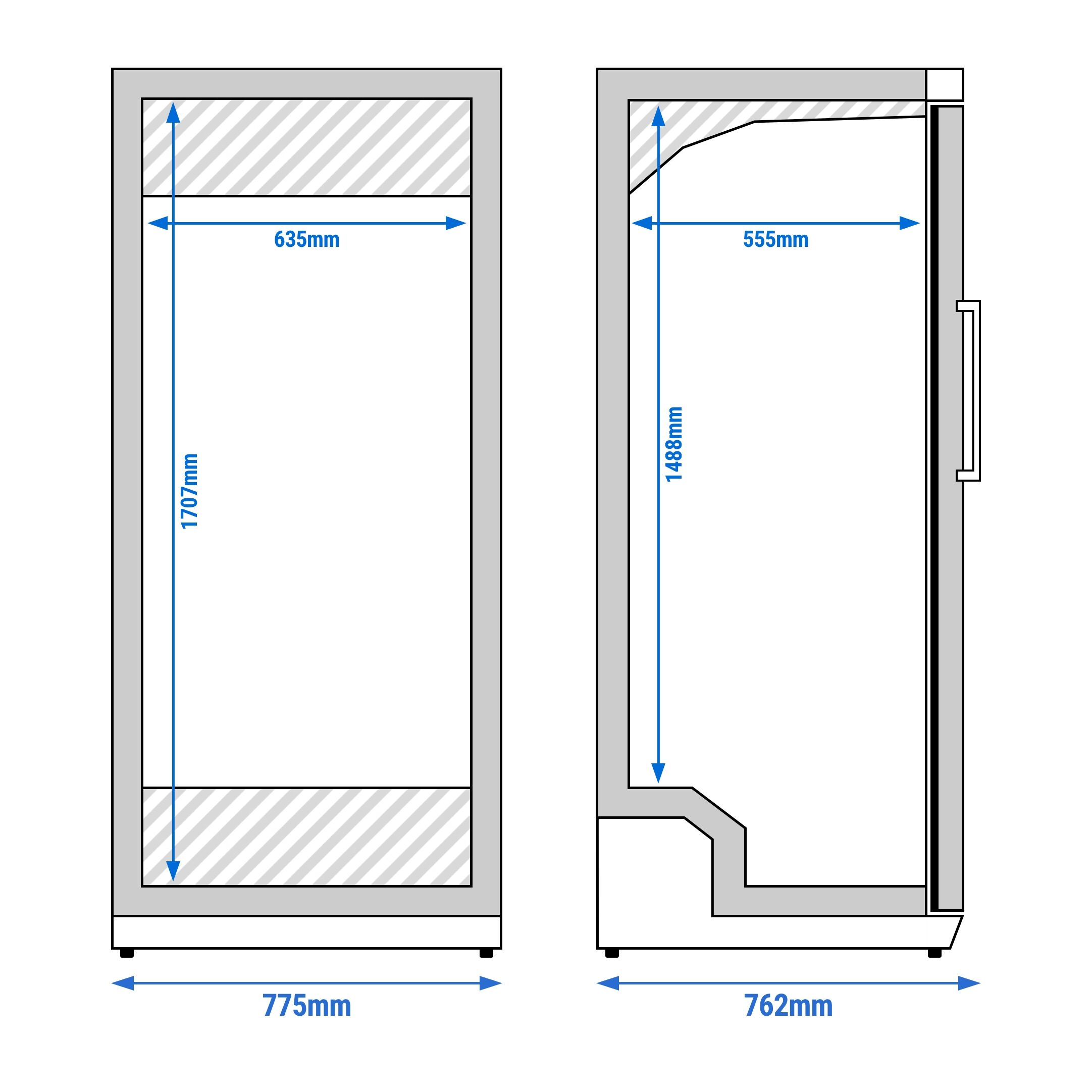 Réfrigérateur de stockage ECO – 600 litres – avec 1 porte – intérieur de la porte en plastique – Noir