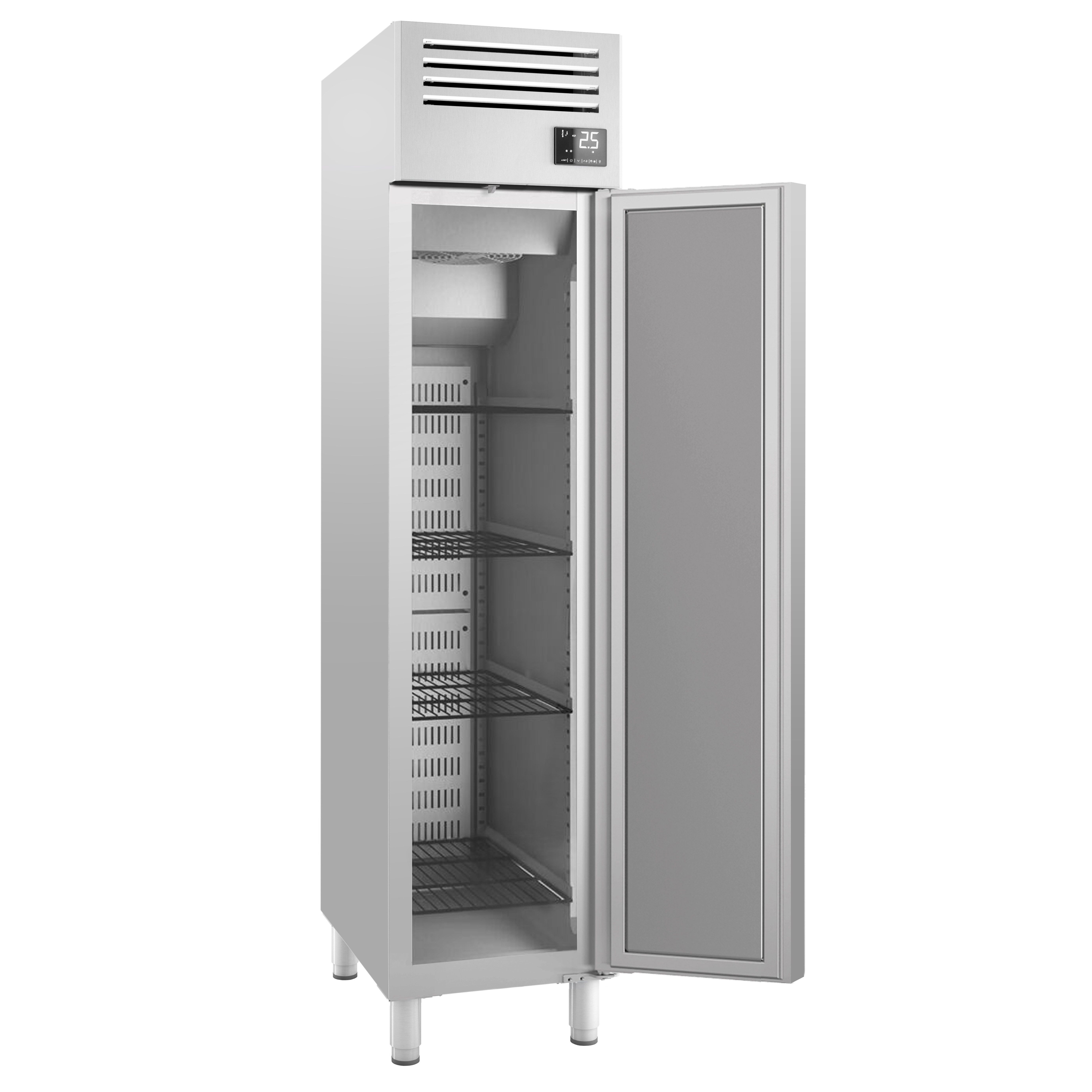 Armoire réfrigérée positive en acier inoxydable AISI 304 PREMIUM PLUS - GN 1/1 - 325 L - avec 1 porte & Glissières GN & 3 grilles GN 1/1