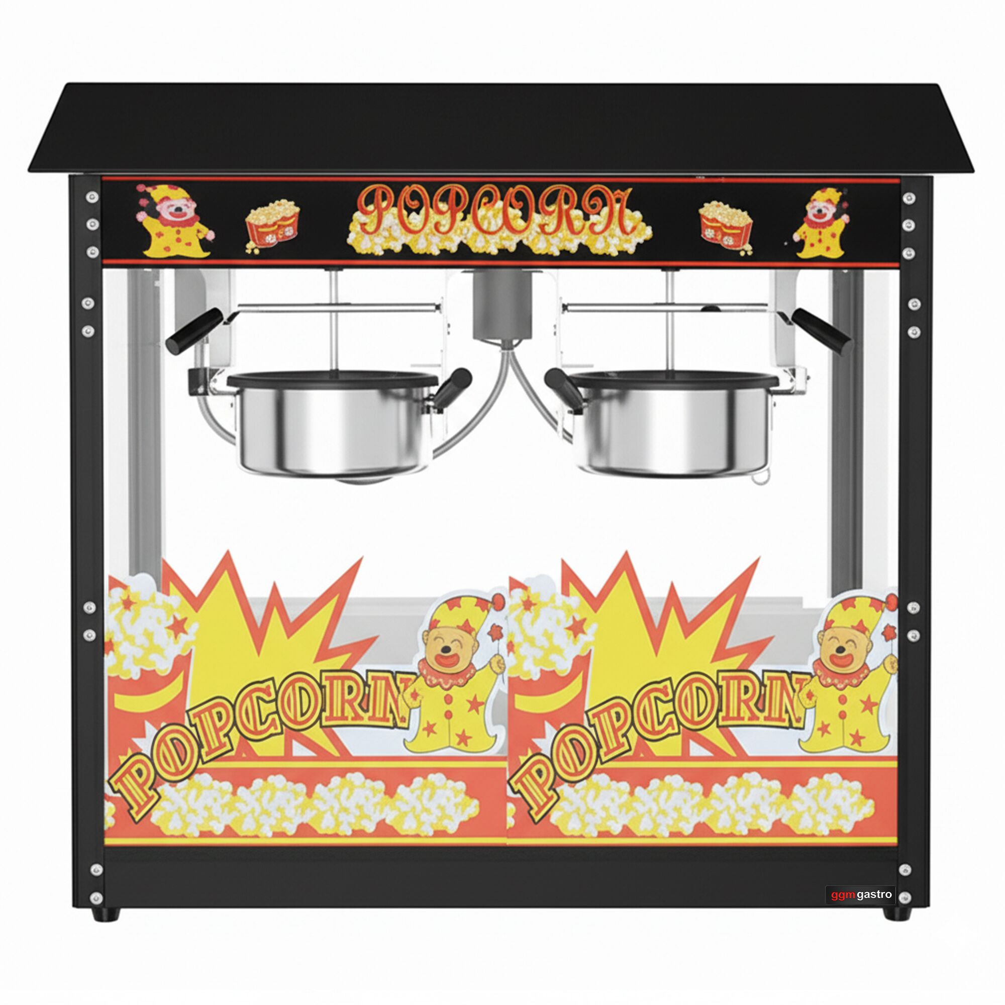 Machine à pop-corn - 2,90kW - 10kg/h - avec 2 marmite(s) - Noir