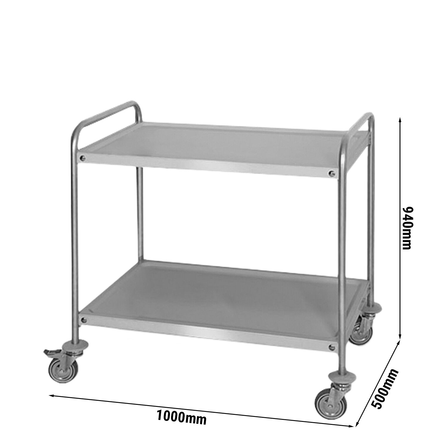 Chariot de service – 1000x500 mm – avec 2 surfaces de rangement