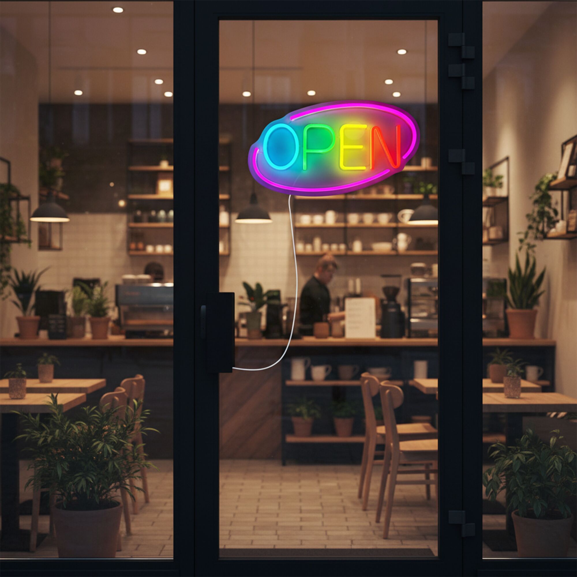 Enseigne lumineuse LED - OPEN - dimmable - Magenta - Multicolore