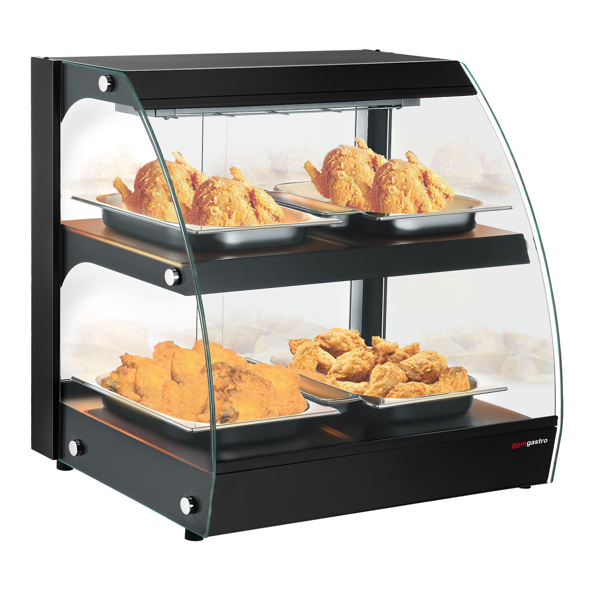 Warmhaltevitrine - 650mm - 560 Watt - mit 2 Ablagen - Schwarz