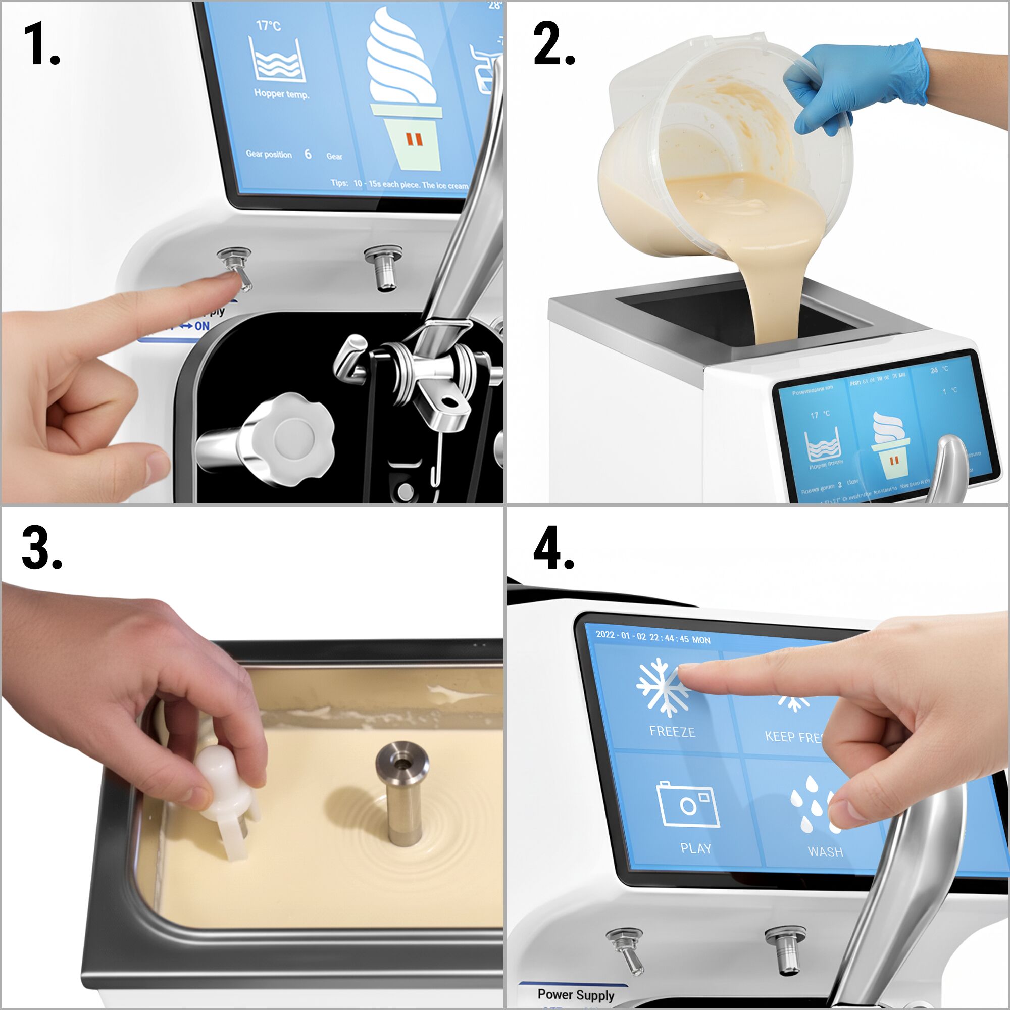 Machine à glace à l’italienne - 16L/h - 1,15kW - Écran tactile - À poser