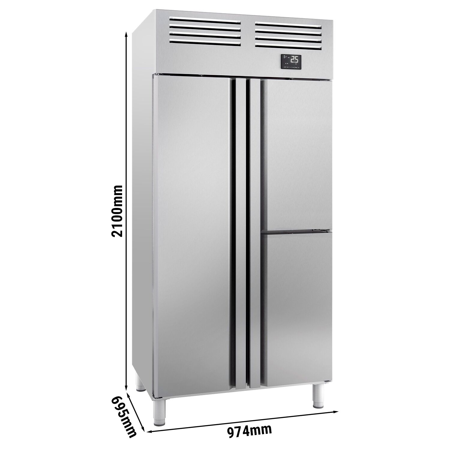 Armoire réfrigérée positive Inox AISI 304 PREMIUM PLUS - GN 1/1 - 745 L - avec 3 portes & 9 grilles GN 1/1