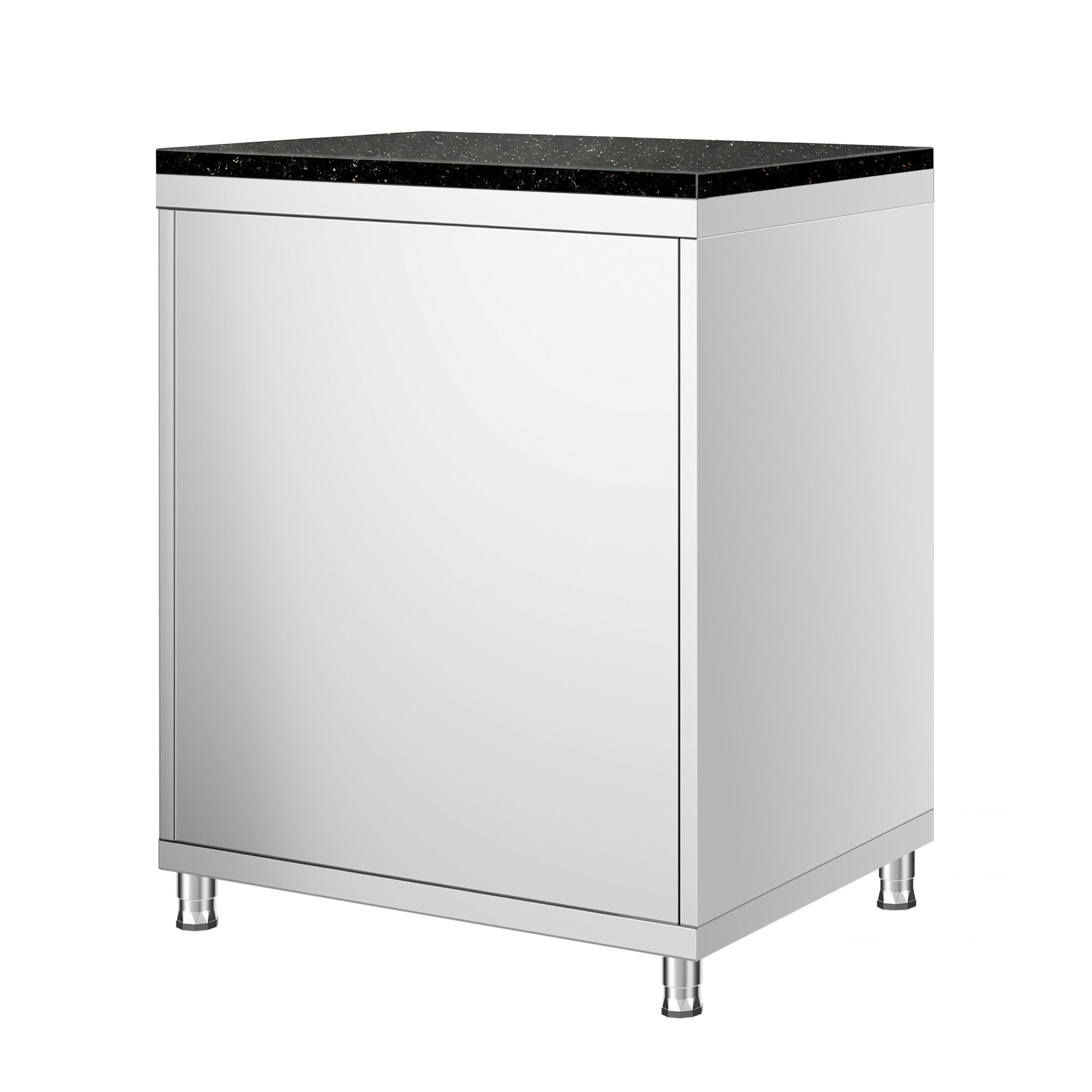 Stainless Steel Work Cabinet PREMIUM - 600x600mm - with hinged door - incl. granite worktop