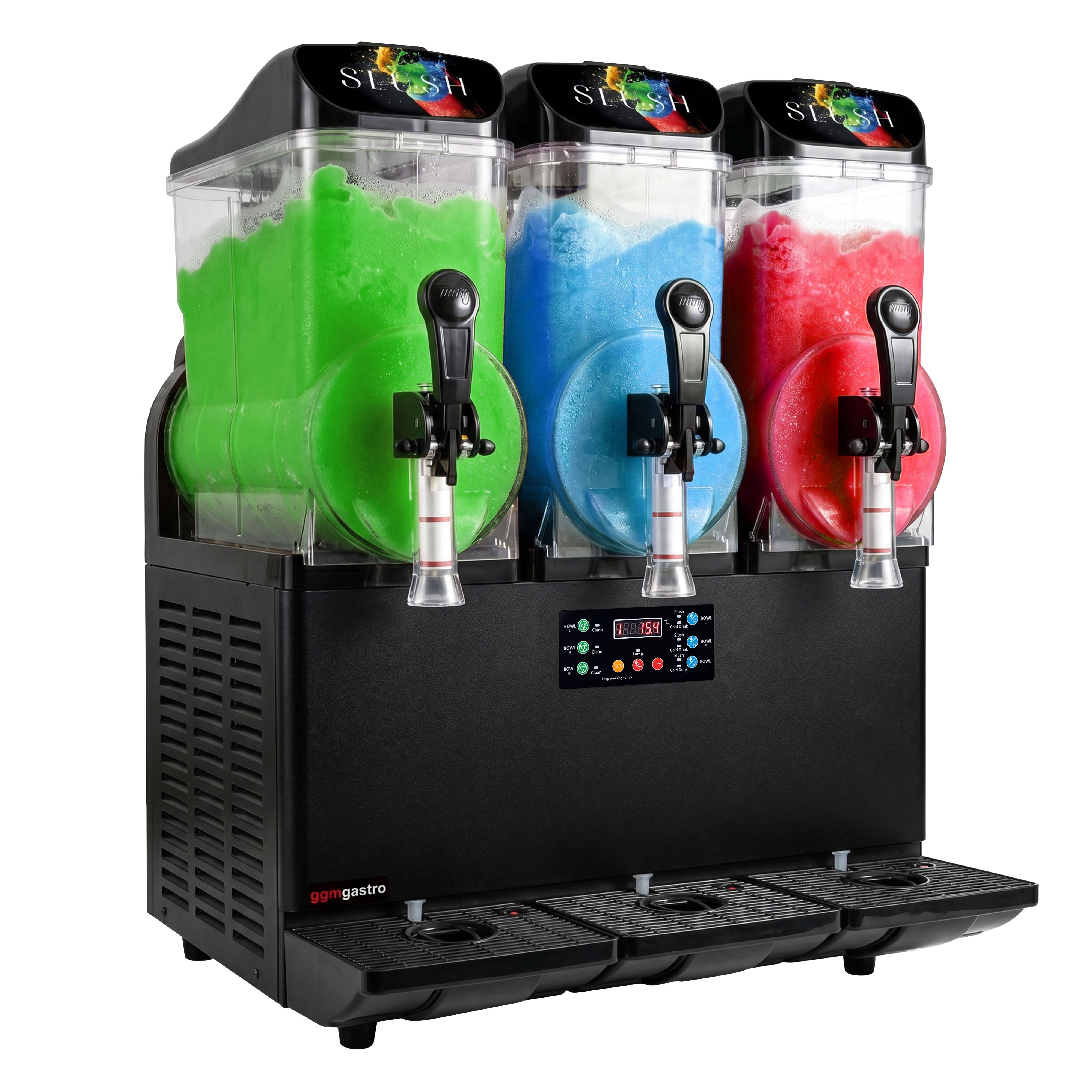 Slushmachine - 3 x 12 liter - 1,1 kW - digitaal - zwart