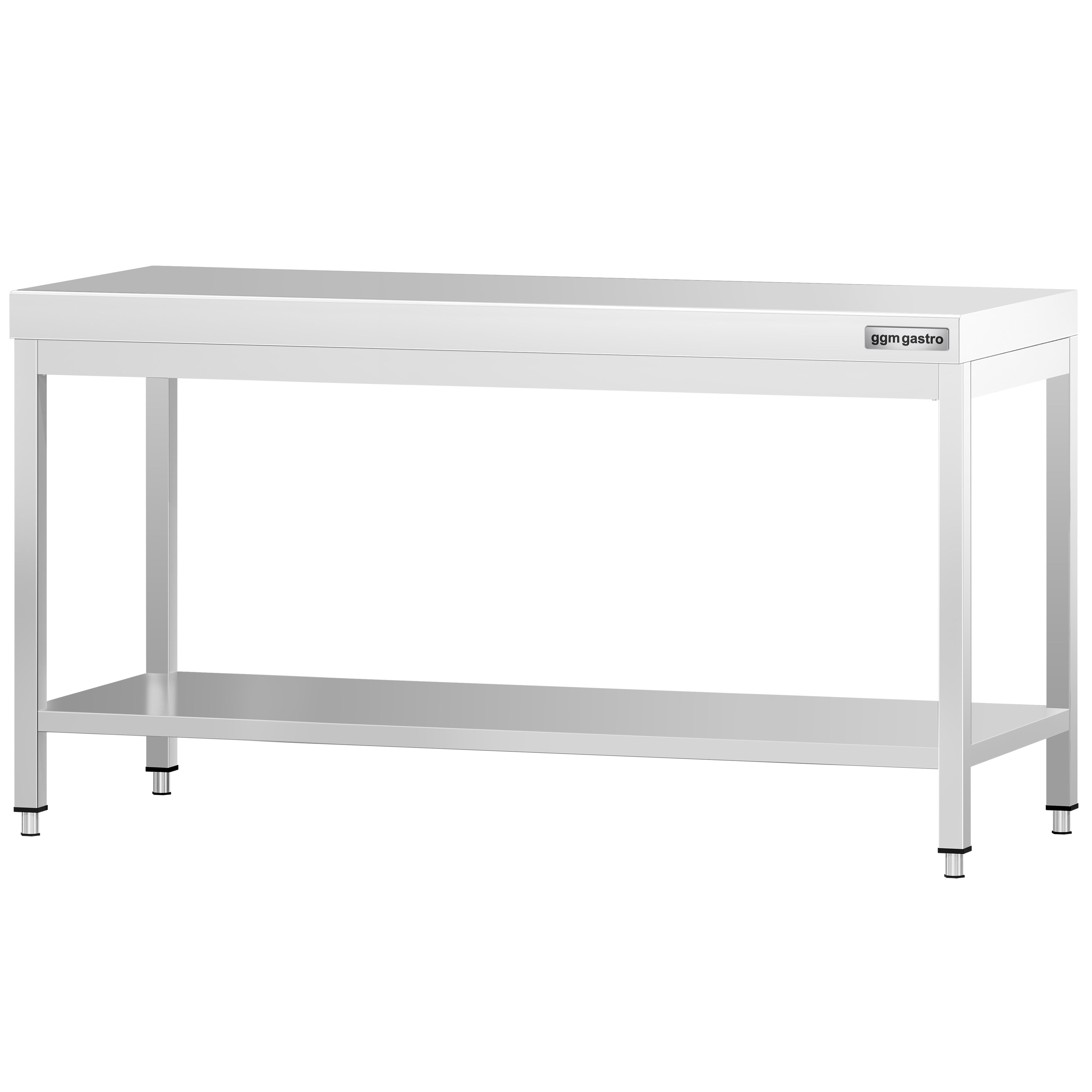 Table de travail inox PREMIUM - 2000x700mm - avec étagère basse + traverses de renfort