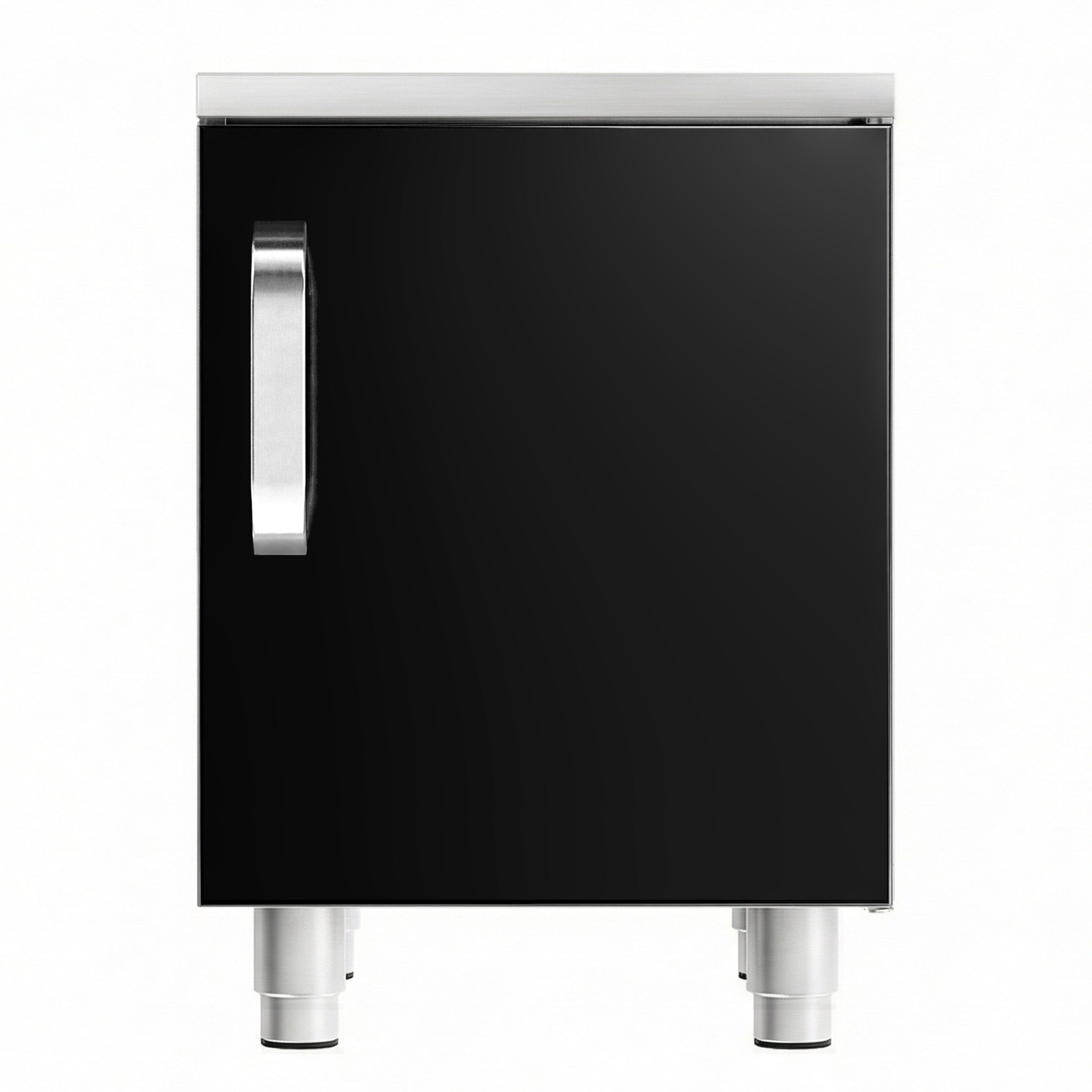 Stainless Steel Substructure - with Base Shelf Mario 700 - 400x620x587mm - Black front - 1 door - Series Mario 700