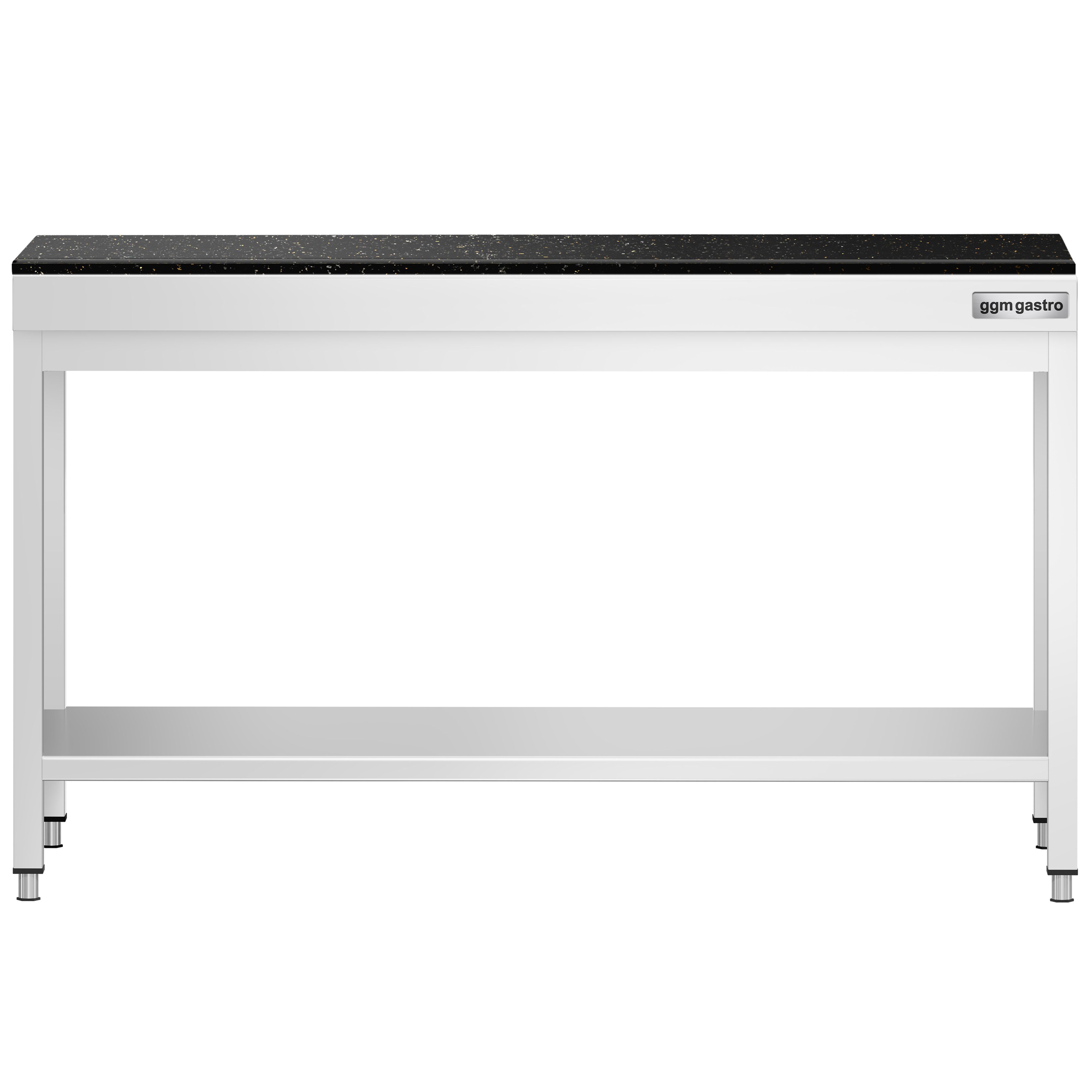 Table de travail inox PREMIUM - 1600 x 800 mm - avec tablette inférieure - incl. Plan de travail en Granit
